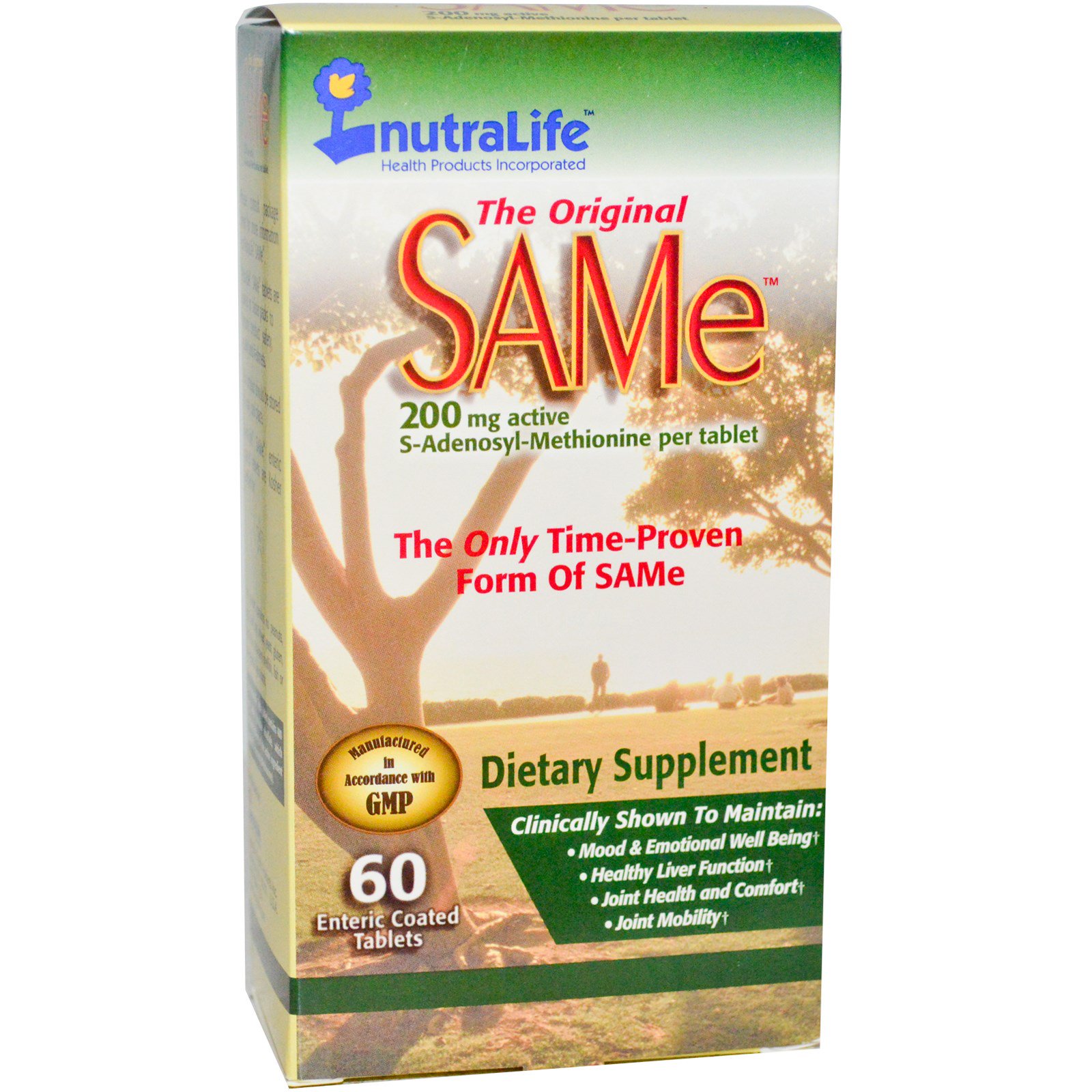 Comprar NutraLife, SAM-e (S-Adenosil-L-Metionina) Original, 200 mg, 60 Comprimidos Revestidos Entericamente