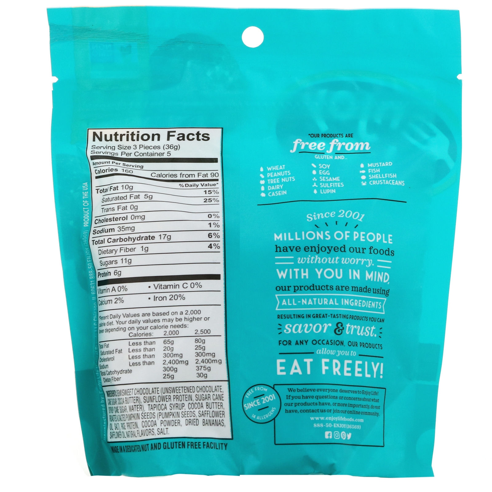 Comprar Enjoy Life Foods, Bites de Proteína de Chocolate, Banana com Cobertura, 180 g (6,4 oz) - Imagem 2