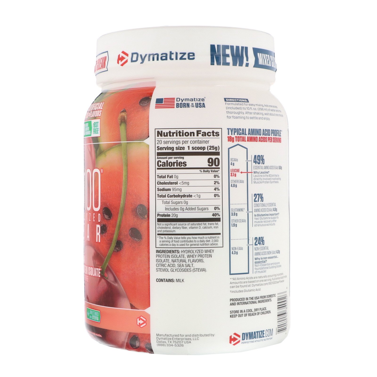 Comprar Dymatize Nutrition, ISO100 Hydrolyzed Clear, 100% Whey Protein Isolate, Cherry Watermelon, 1.1 lb (500 g) - Imagem 2