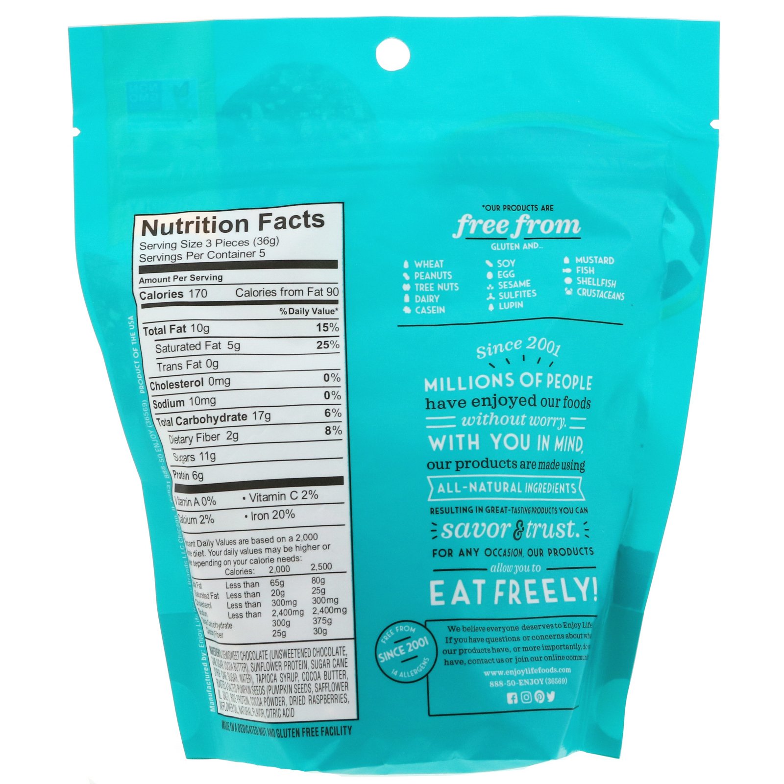 Comprar Enjoy Life Foods, Bites de Proteína de Chocolate, Framboesa Escura, 180 g (6,4 oz) - Imagem 2