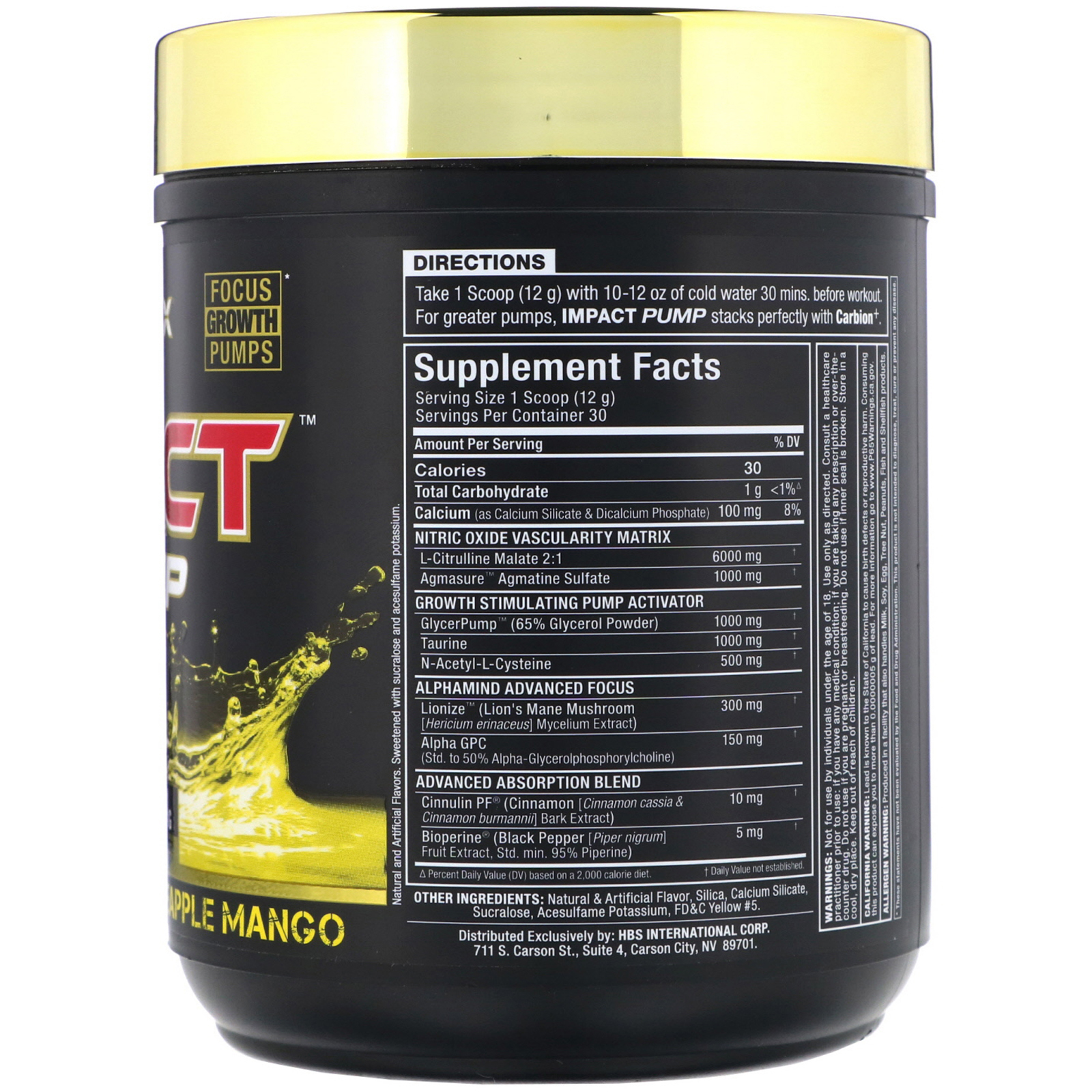 Comprar ALLMAX Nutrition, Impact Pump, Pineapple Mango, 12.7 oz (360 g) - Imagem 2