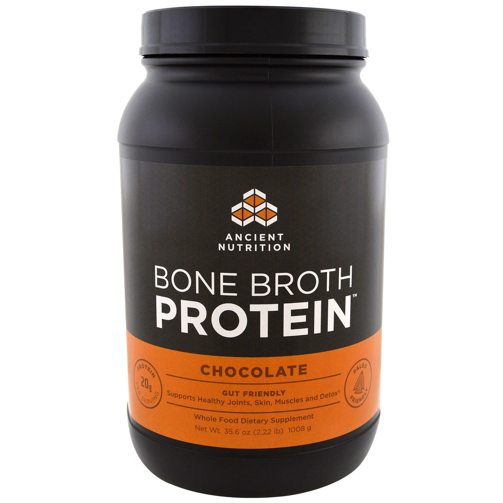 Comprar Dr. Axe / Ancient Nutrition, Proteína de Caldo de Ossos, Chocolate, 1008 g (2,22 lbs)