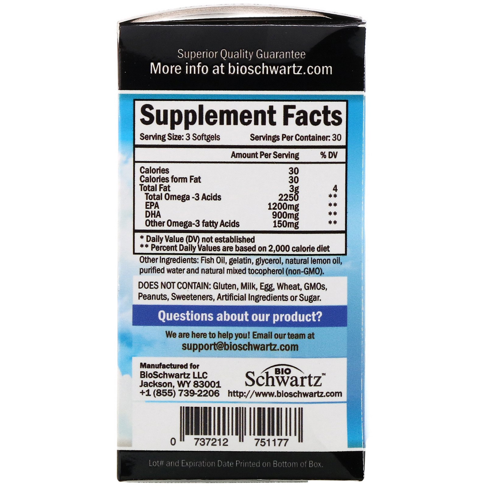 Comprar BioSchwartz, Omega 3 Fish Oil, Lemon Flavor, 1200 mg EPA & 900 mg DHA, 90 Softgels - Imagem 2