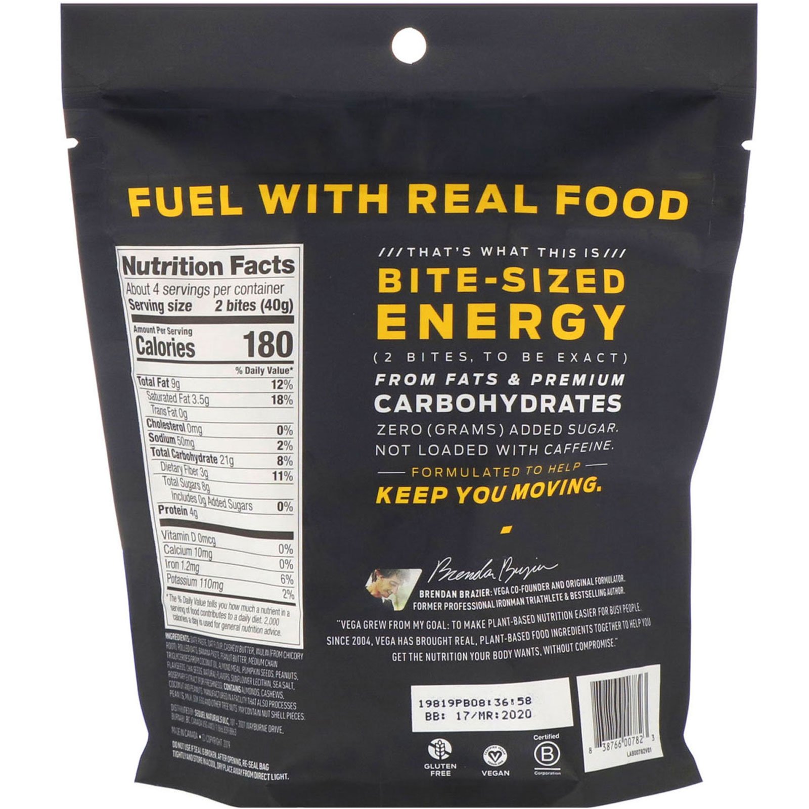 Comprar Vega, Sport, Energy Bites, Peanut Butter Banana, 5.6 oz (160 g) - Imagem 2