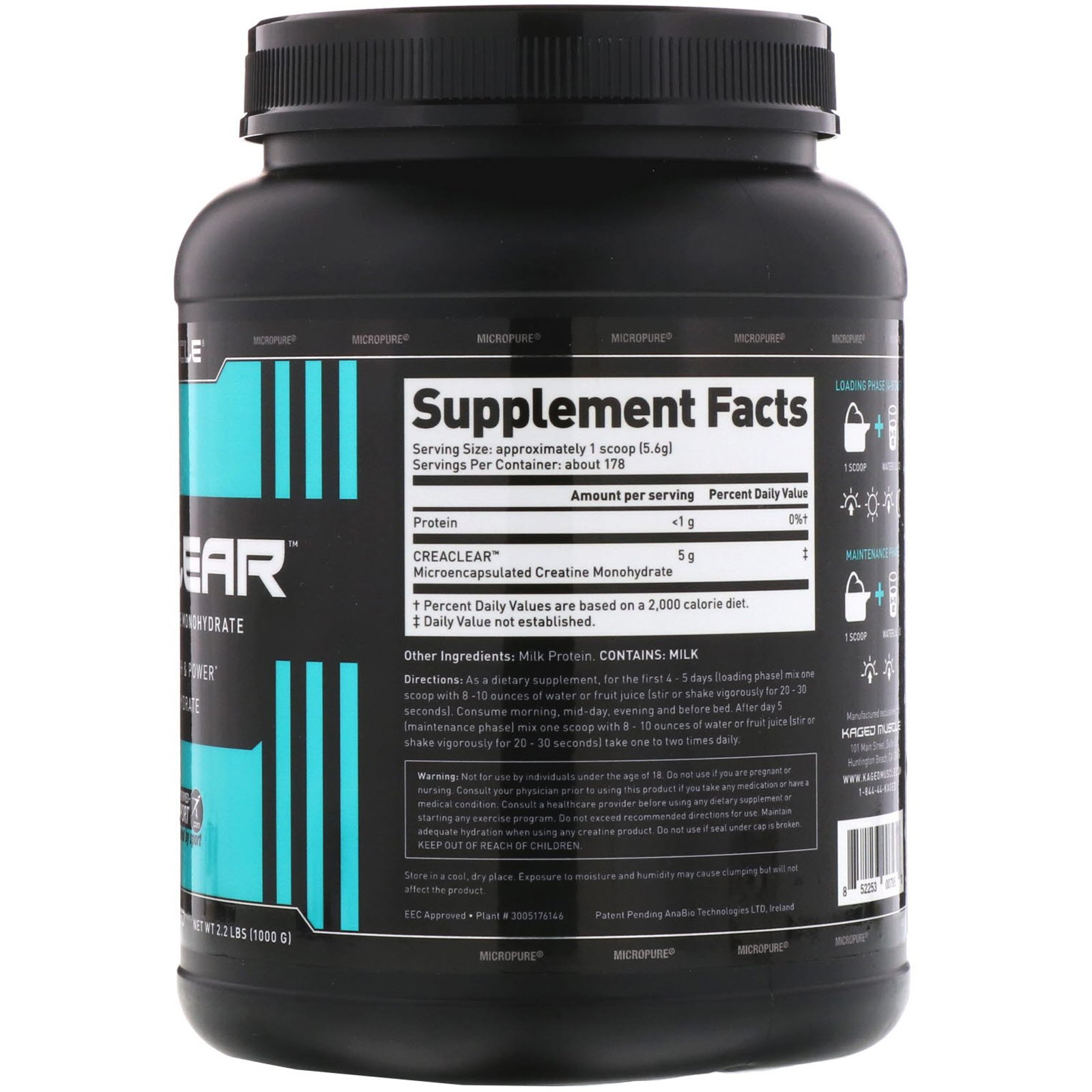 Comprar Kaged Muscle, Creaclear, Sem Sabor, 2,2 lb (1000 g) - Imagem 2