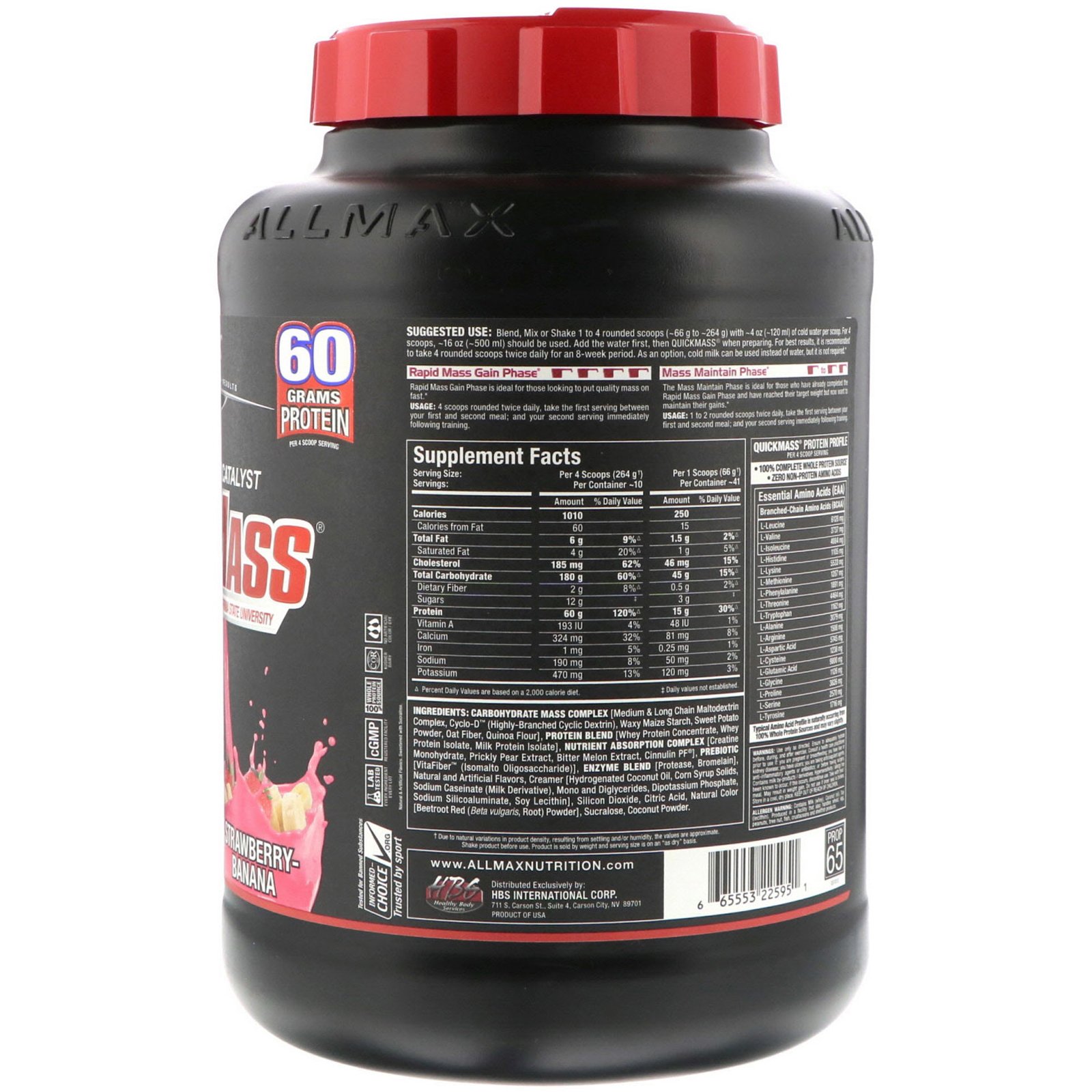 Comprar ALLMAX Nutrition, Quick Mass, Catalisador Rápido para Ganho de Massa, Morango e Banana, 2,72 kg (6 lbs) - Imagem 2