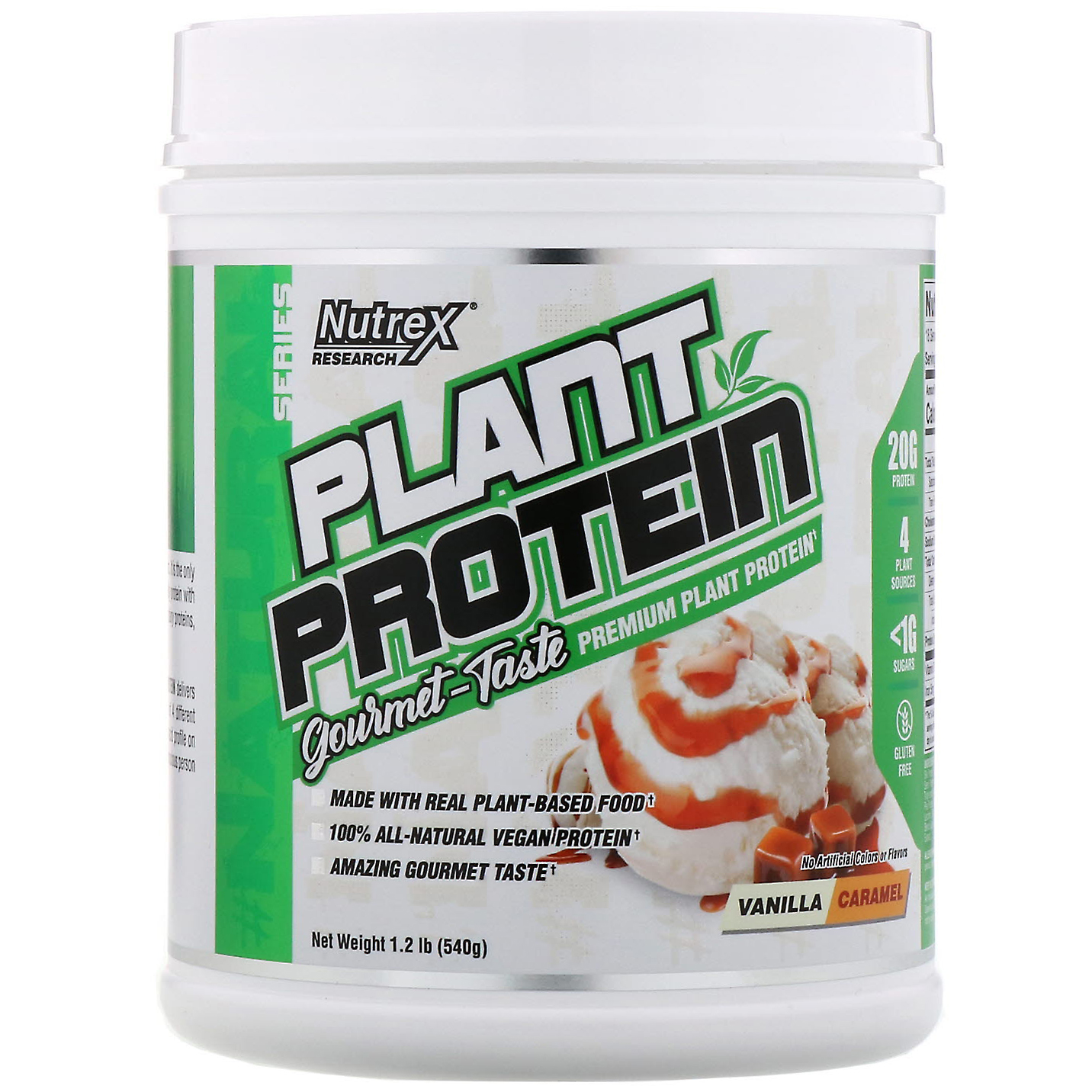 Comprar Nutrex Research, Natural Series, Proteína Vegetal, Baunilha e Caramelo, 1,2 lb (540 g)