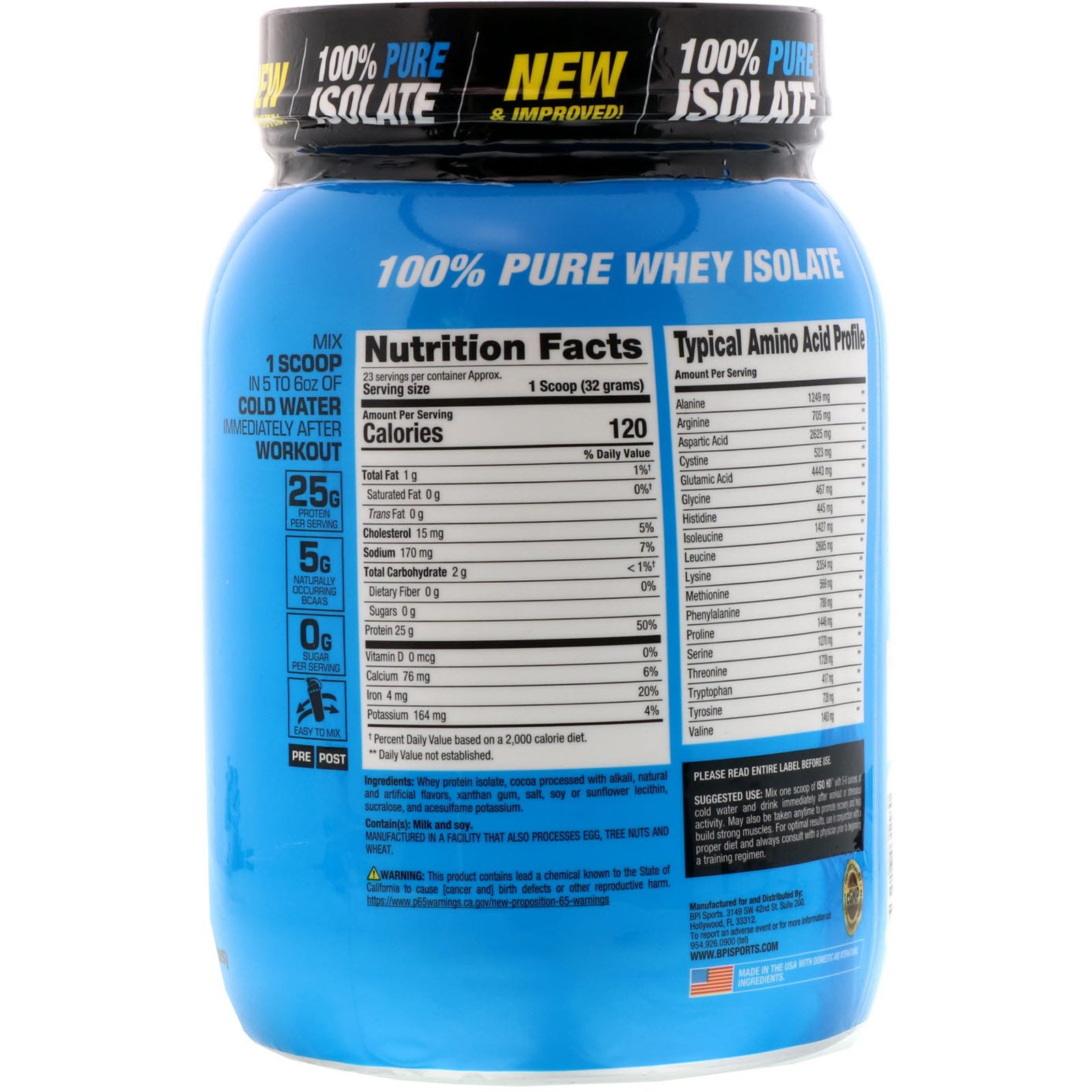 Comprar BPI Sports, ISO HD, Isolado de Proteína 100% Puro, Brownie de Chocolate, 1,6 lbs (736 g) - Imagem 2