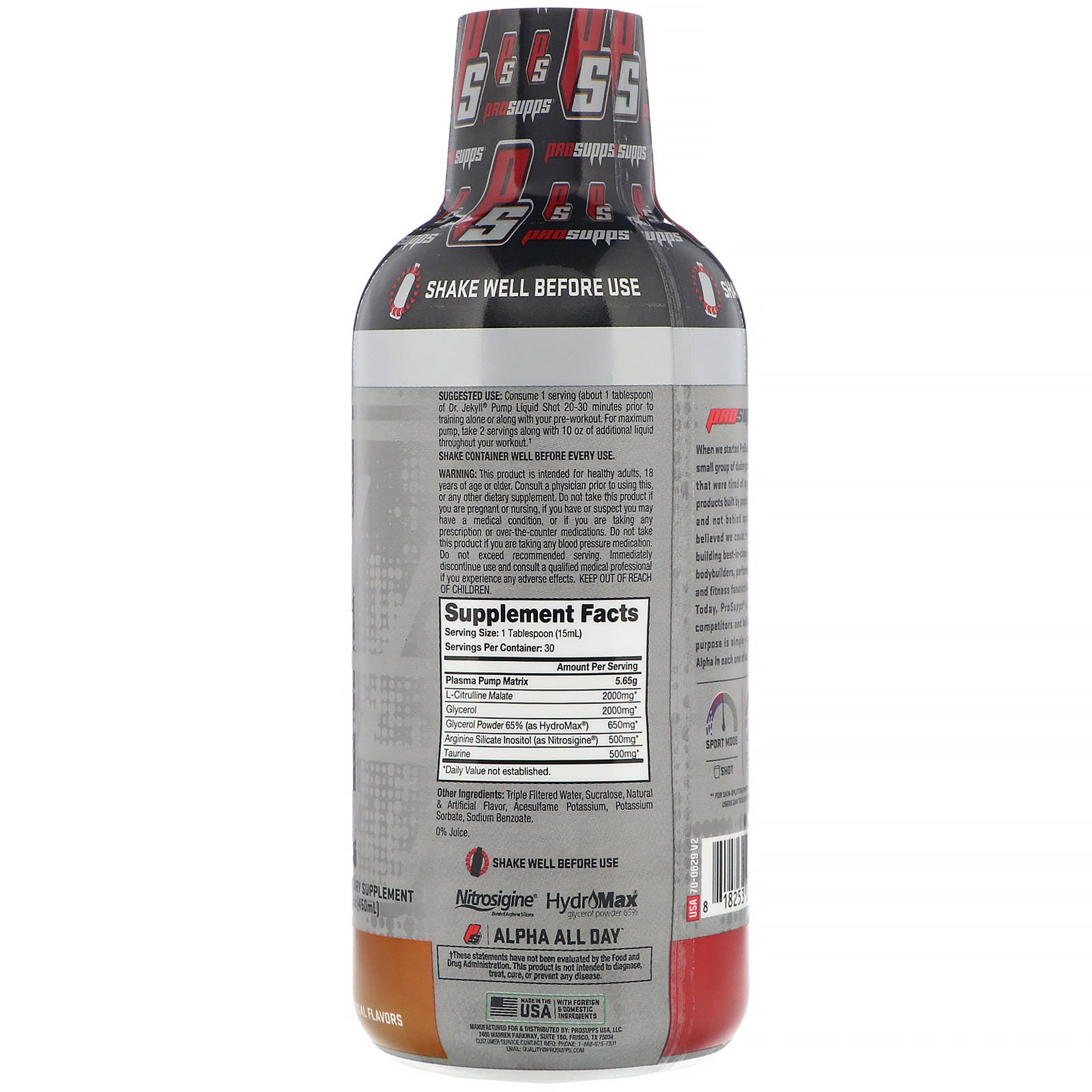 Comprar ProSupps, Dr. Jekyll Pump, Sem Estimulantes, Sorbet de Laranja, 450 ml (15,2 oz) - Imagem 2