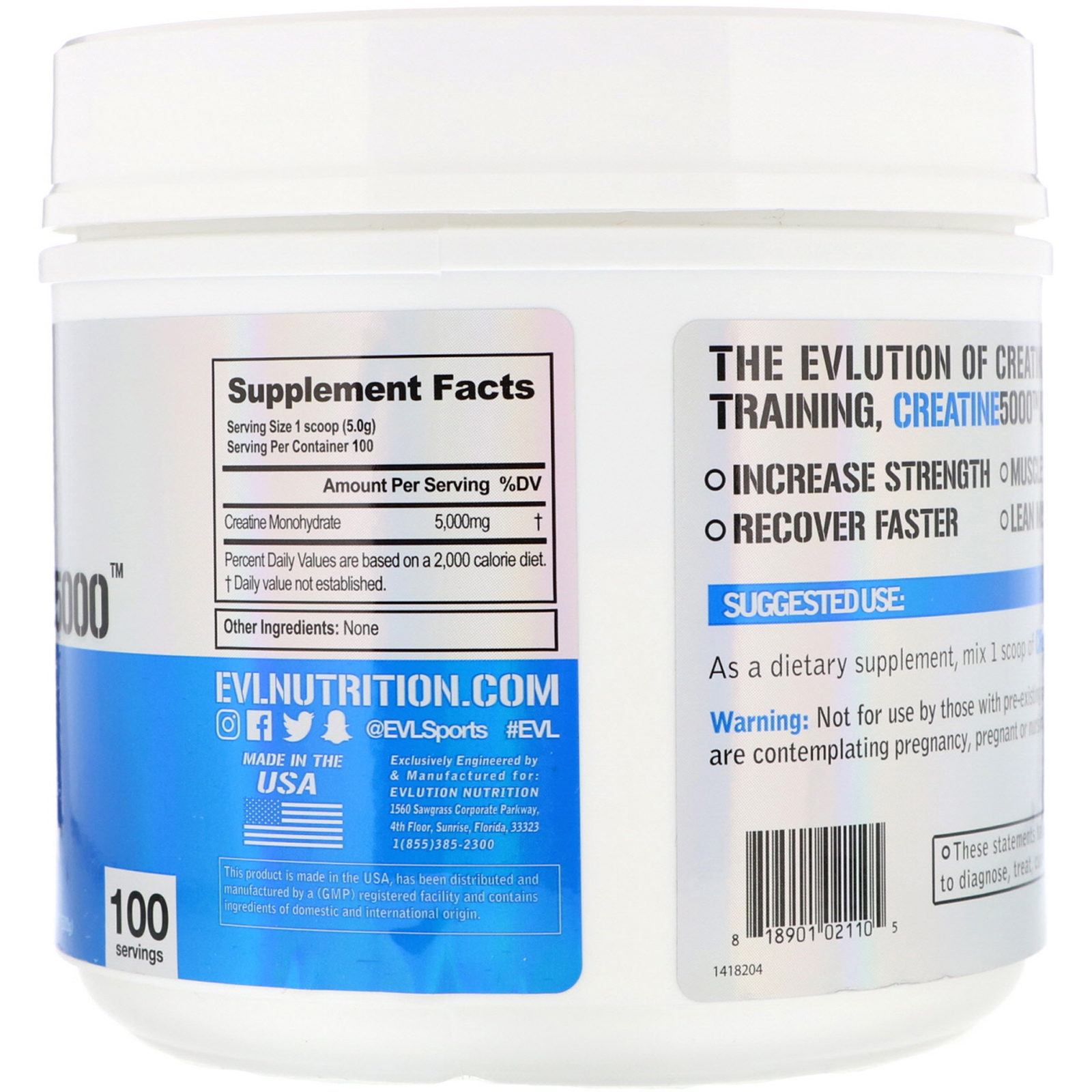 Comprar EVLution Nutrition, CREATINE5000, Unflavored, 17.6 oz (500 g) - Imagem 2