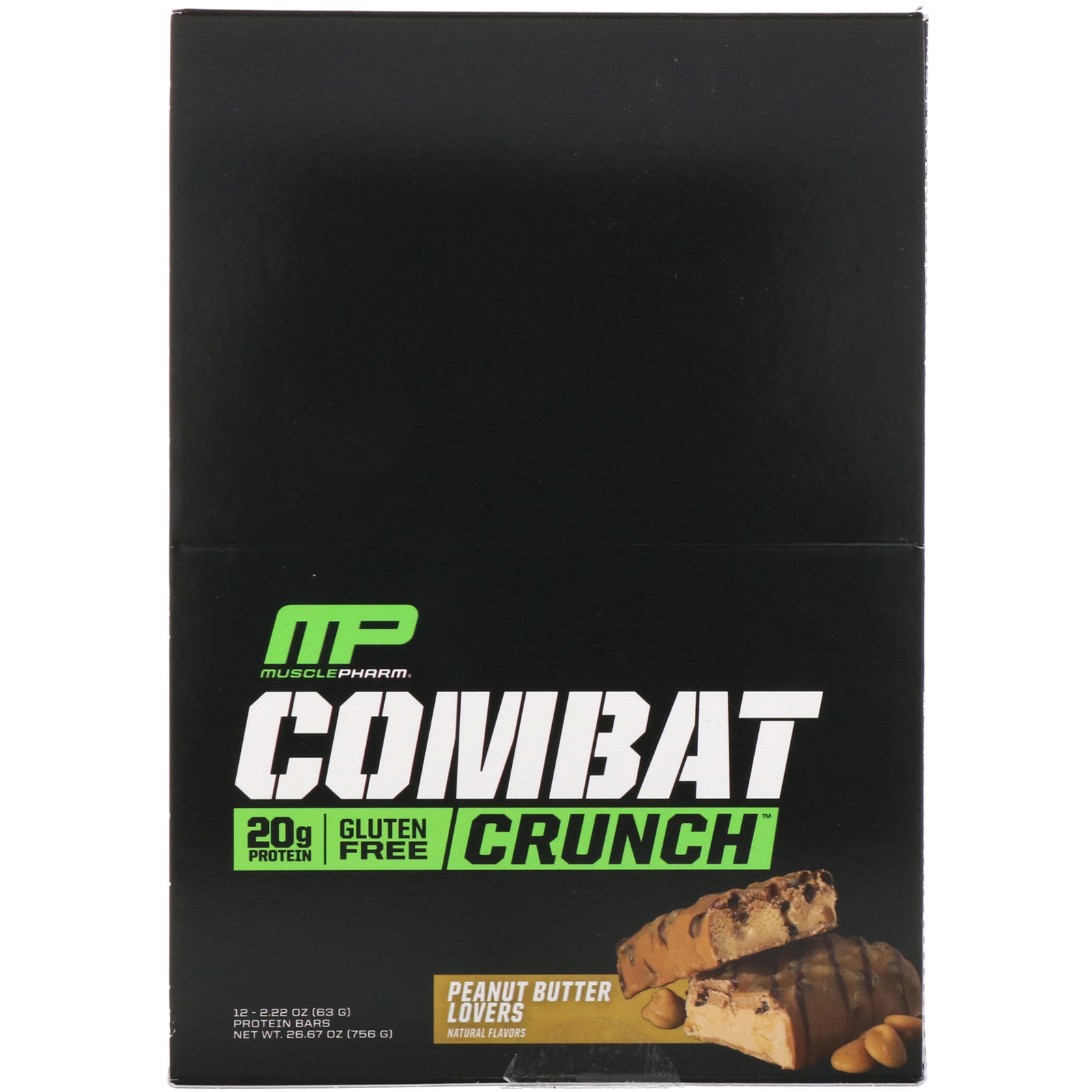 Comprar MusclePharm, Combat Crunch, Peanut Butter Lovers, 12 Bars, 2.22 oz (63 g) Each - Imagem 2