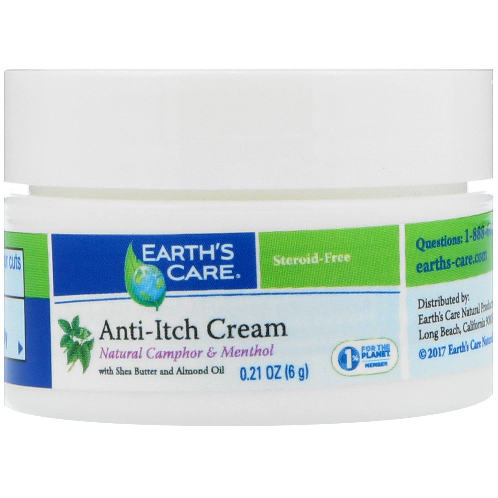 Comprar Earth's Care, Creme Contra a Coceira, com Manteiga de Carité e Óleo de Amêndoas, 0,21 oz (6 g)