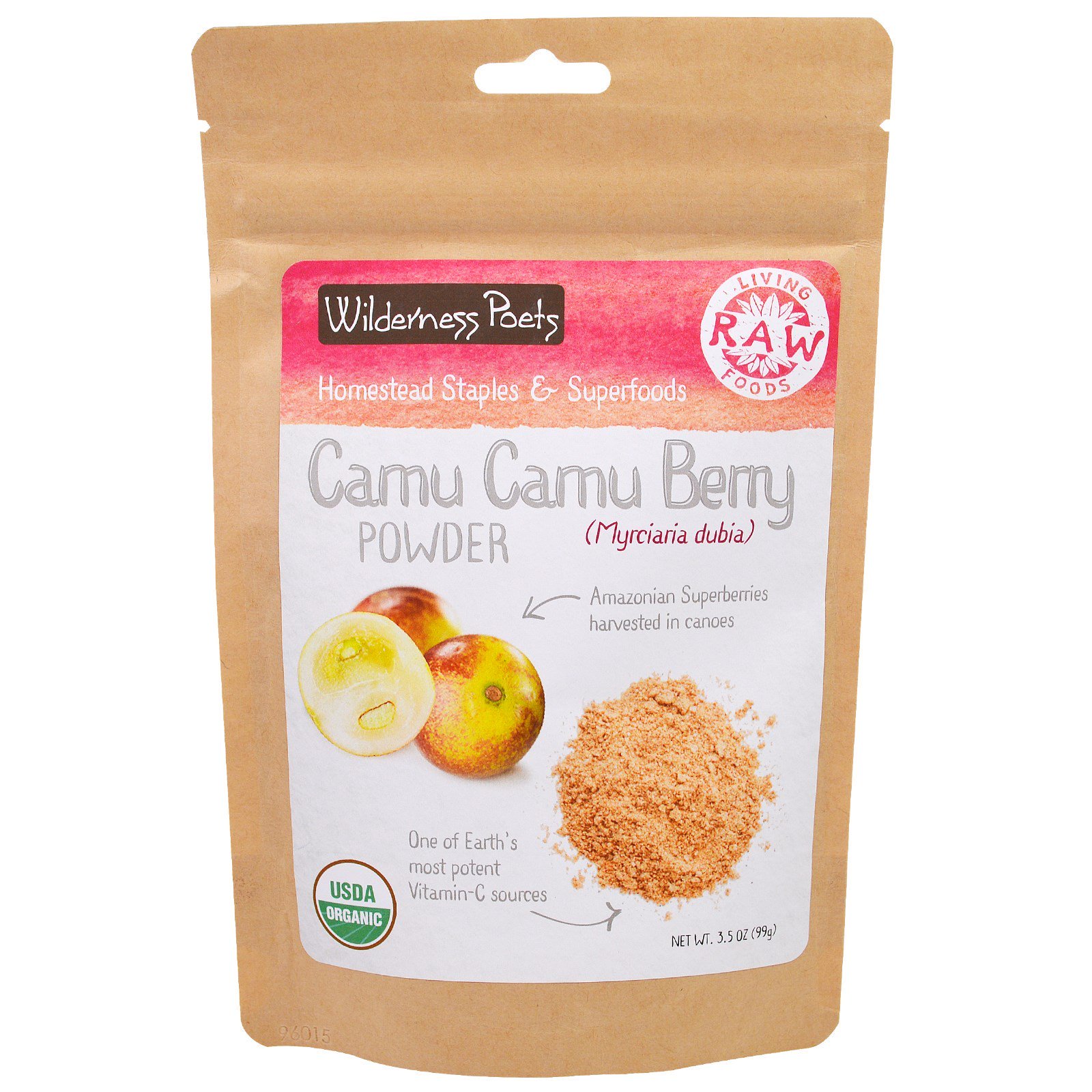 Comprar Wilderness Poets, Alimentos Crus Vivos, Berry em Pó Camu Camu, 99 g
