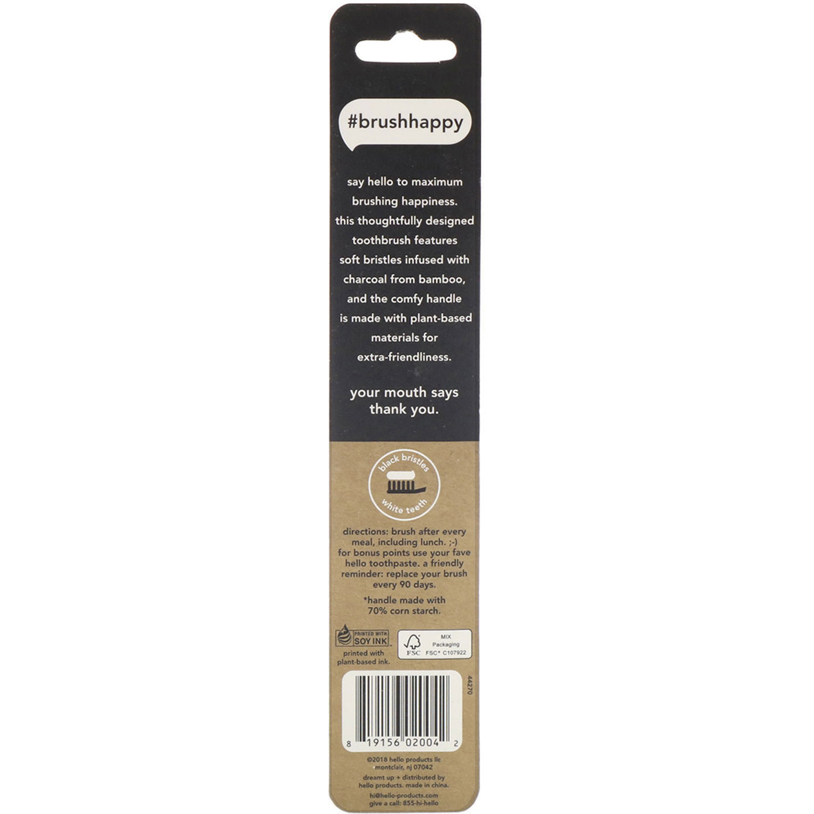 Comprar Hello, Escova de dentes sem BPA com cerdas de carvão, 1 escova - Imagem 2