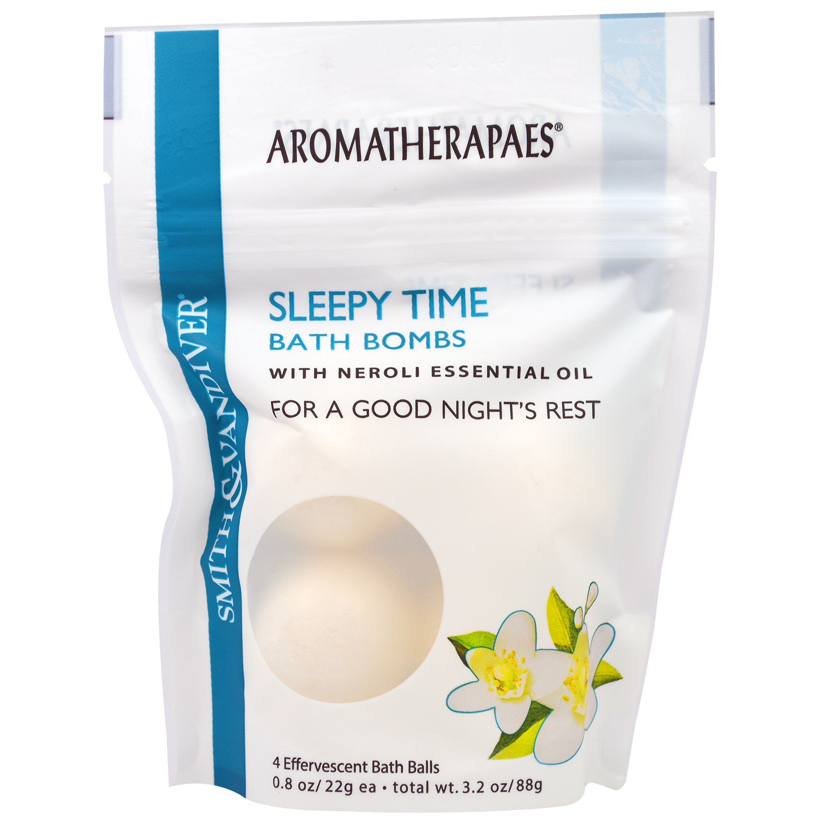 Comprar Smith & Vandiver, Bath Bombs, Sono Relaxante, Com Óleo Essencial de Néroli, 4 Bolas Efervescentes para Banheira, 0,8 oz (22 g) Cada