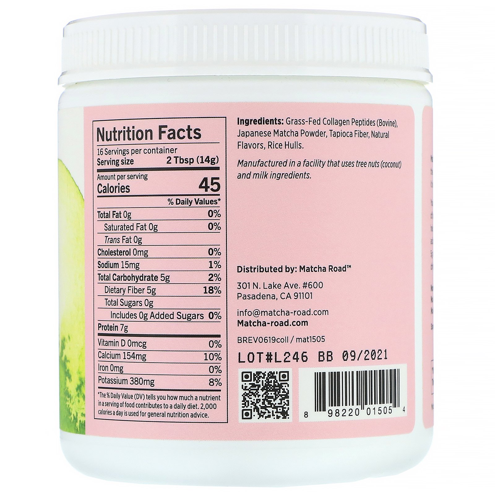 Comprar Matcha Road, Matcha + Colágeno, Peptídeos de Colágeno de Alimentação com Grama, 224 g (7,9 oz) - Imagem 2