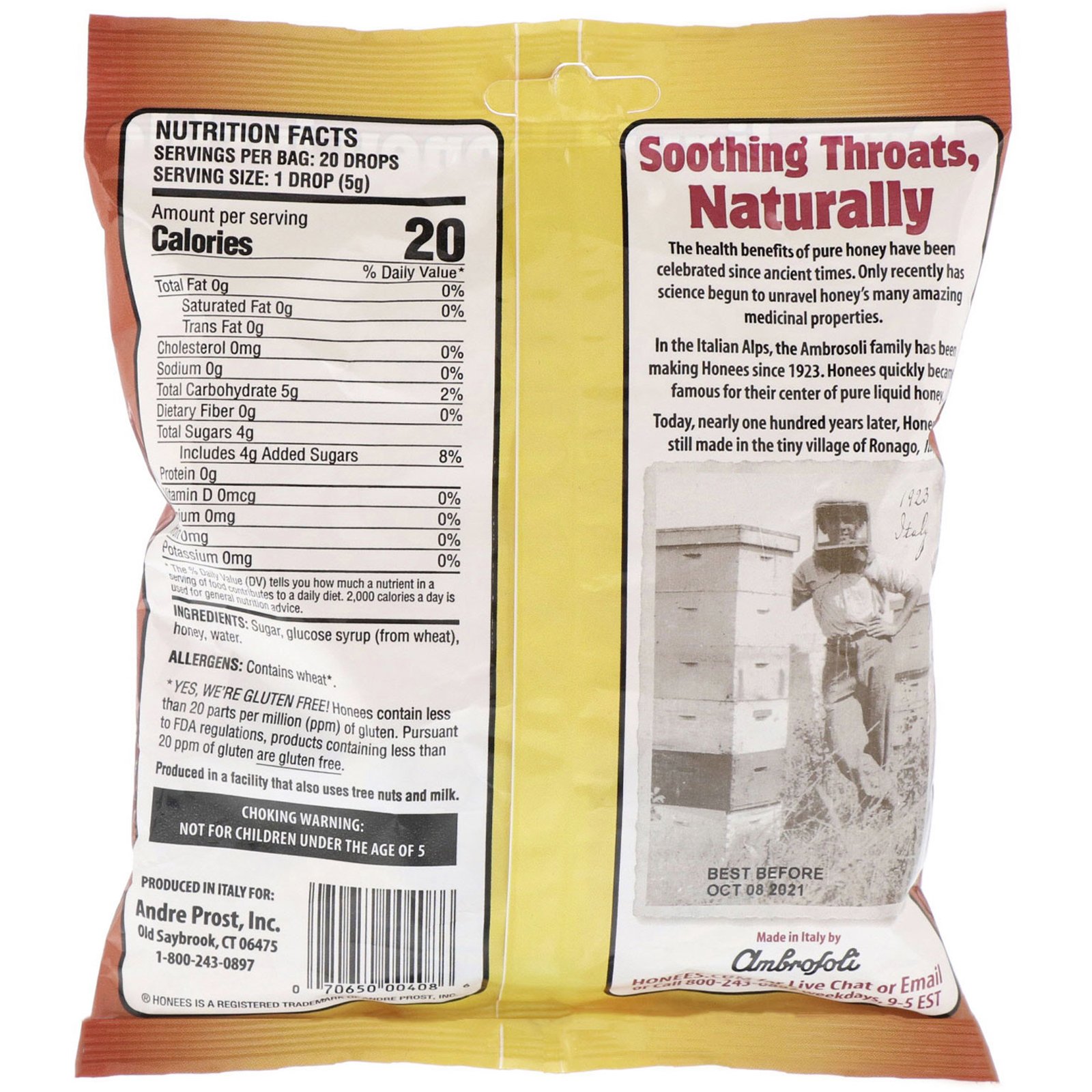 Comprar Honees, Cough Drops, Honey Menthol Free, 20 Cough Drops - Imagem 2