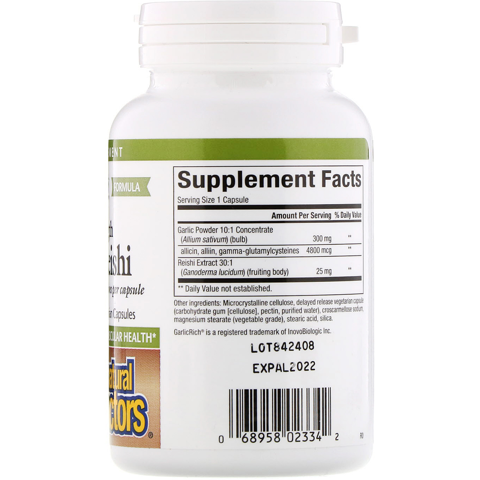 Comprar Natural Factors, GarlicRich, Super Strength Garlic + Reishi, 120 Delayed Release Vegetarian Capsules - Imagem 2