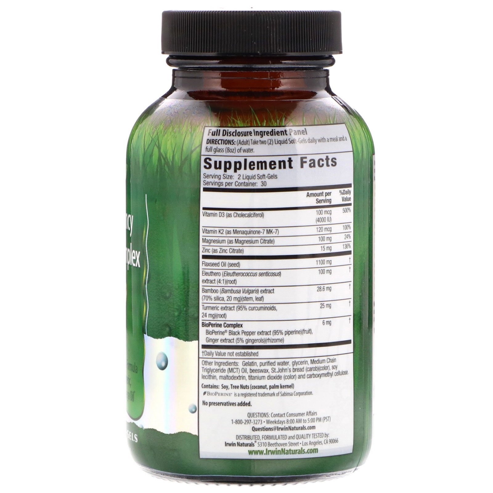 Comprar Irwin Naturals, Complexo D3 e K2 de Alta Potência, 60 Cápsulas Softgel Líquidas - Imagem 2