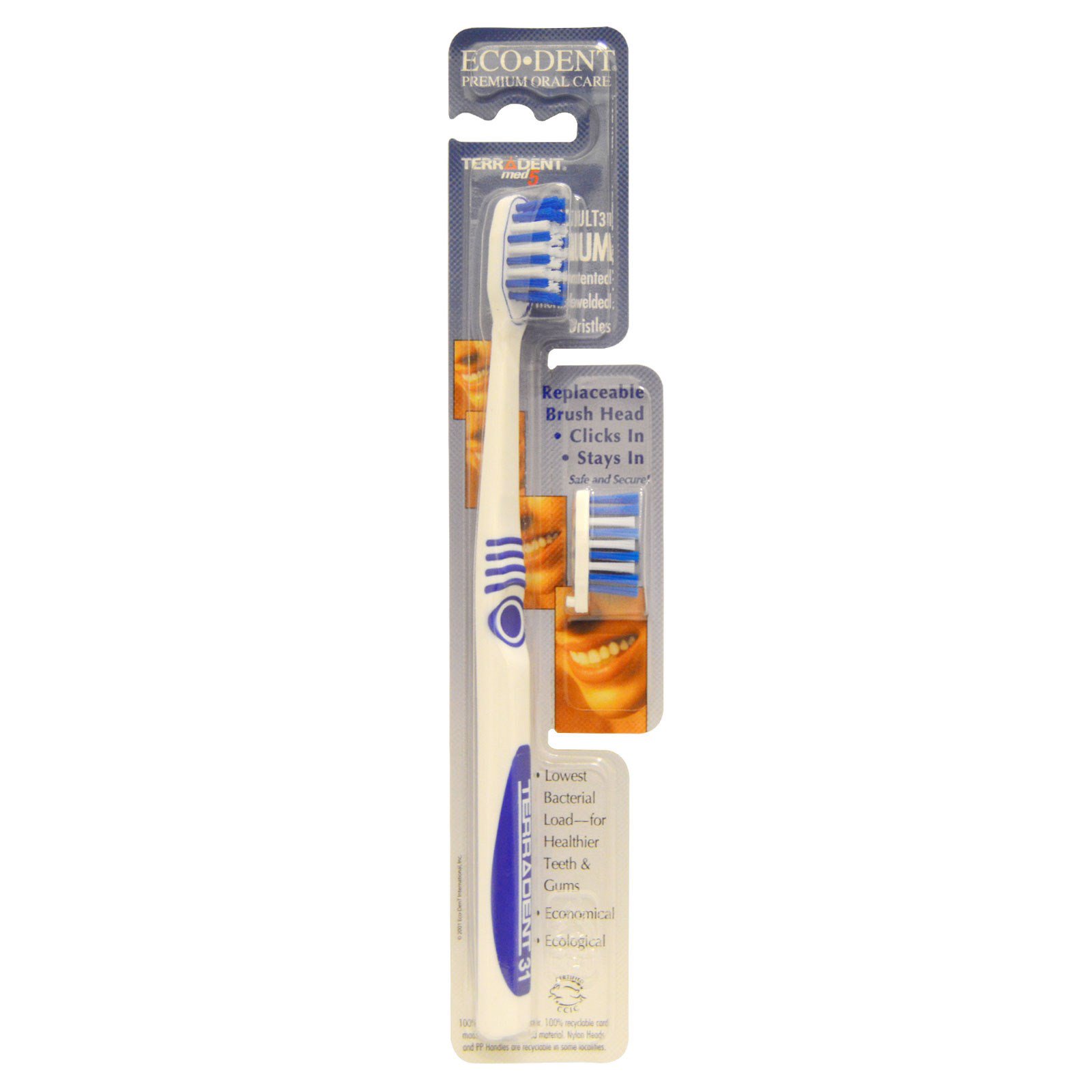 Comprar Eco-Dent, Terradent Med5, Adulto 31 Médio, 1 escova de dentes, 1 cabeça de escova adicional