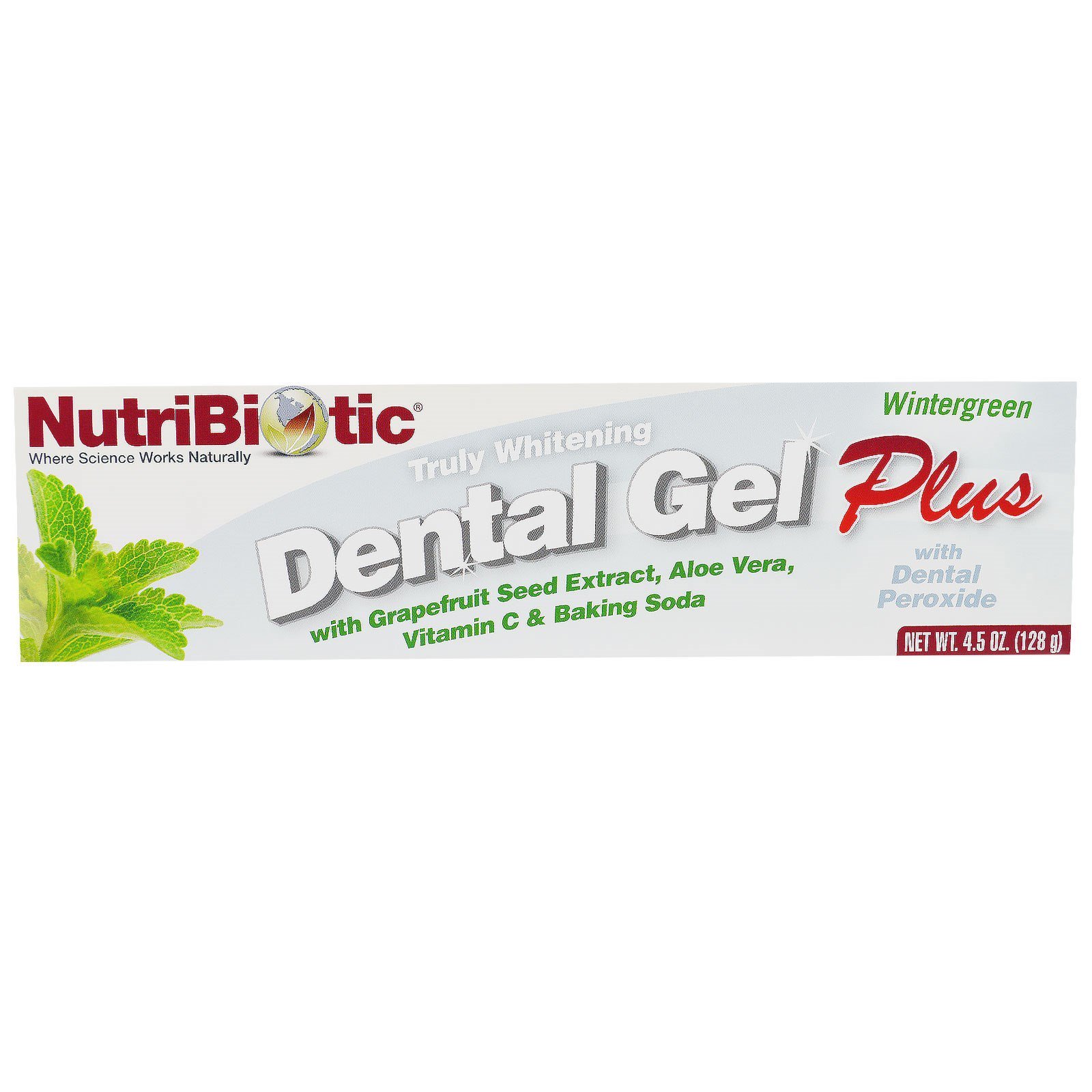 Comprar NutriBiotic, Dental Gel Plus, Branquamento Verdadeiro, Wintergreen, 4.5 oz (128 g)