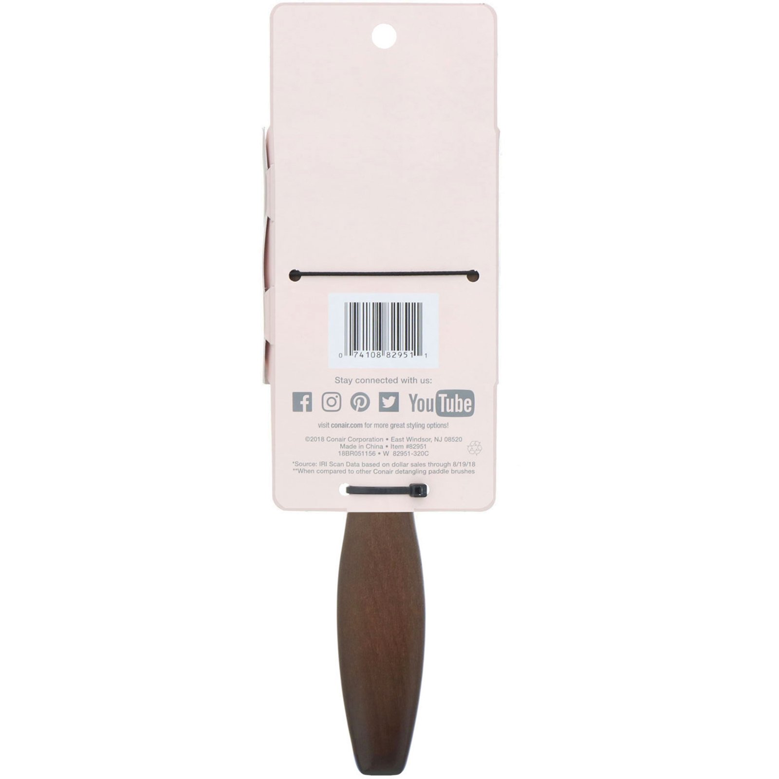 Comprar Conair, Desembaraço profissional, cabelo normal e volumoso, escova de cabelo de madeira com almofada, 1 escova - Imagem 3