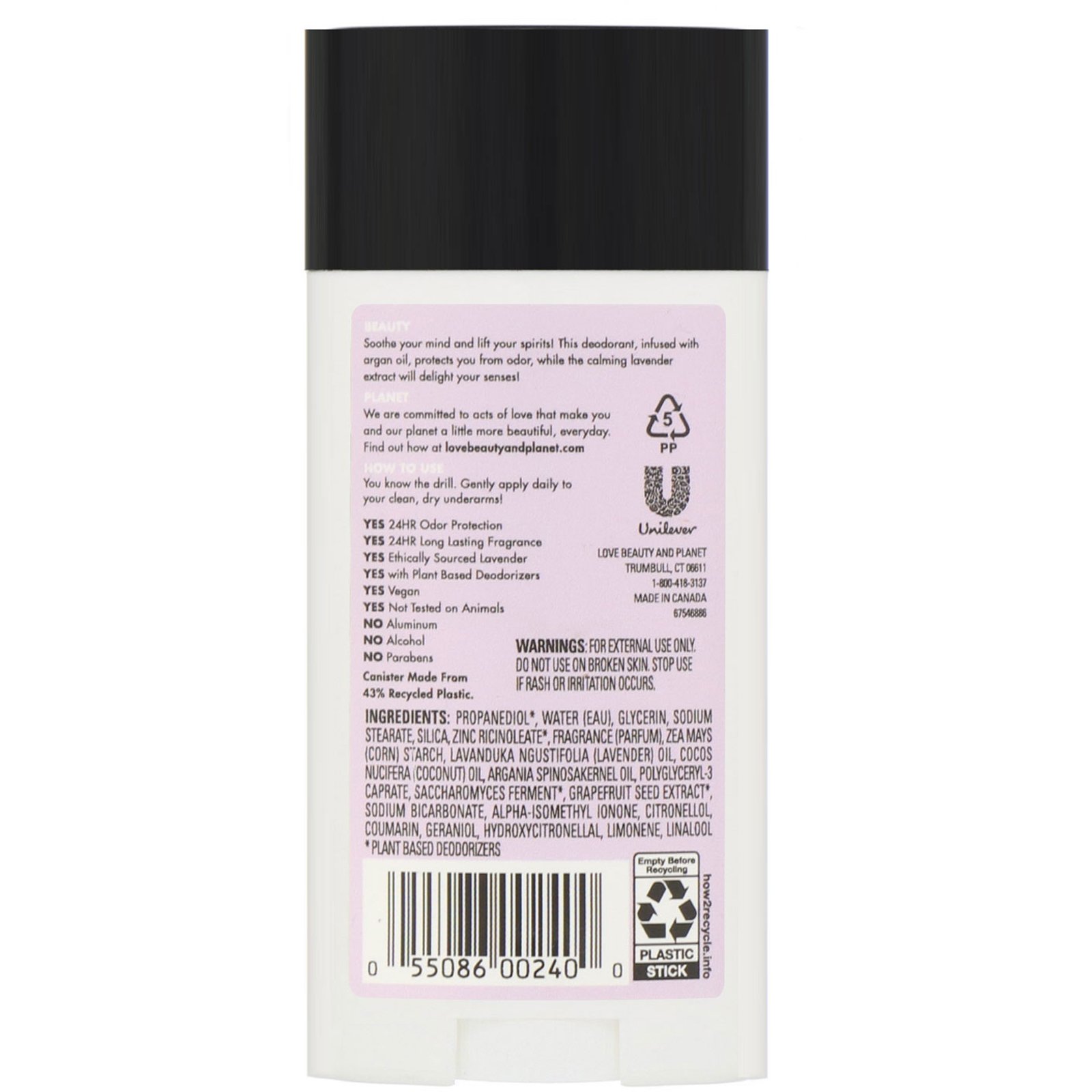 Comprar Love Beauty and Planet, Desodorante relaxante, óleo de argan e lavanda, 83,5 g - Imagem 2
