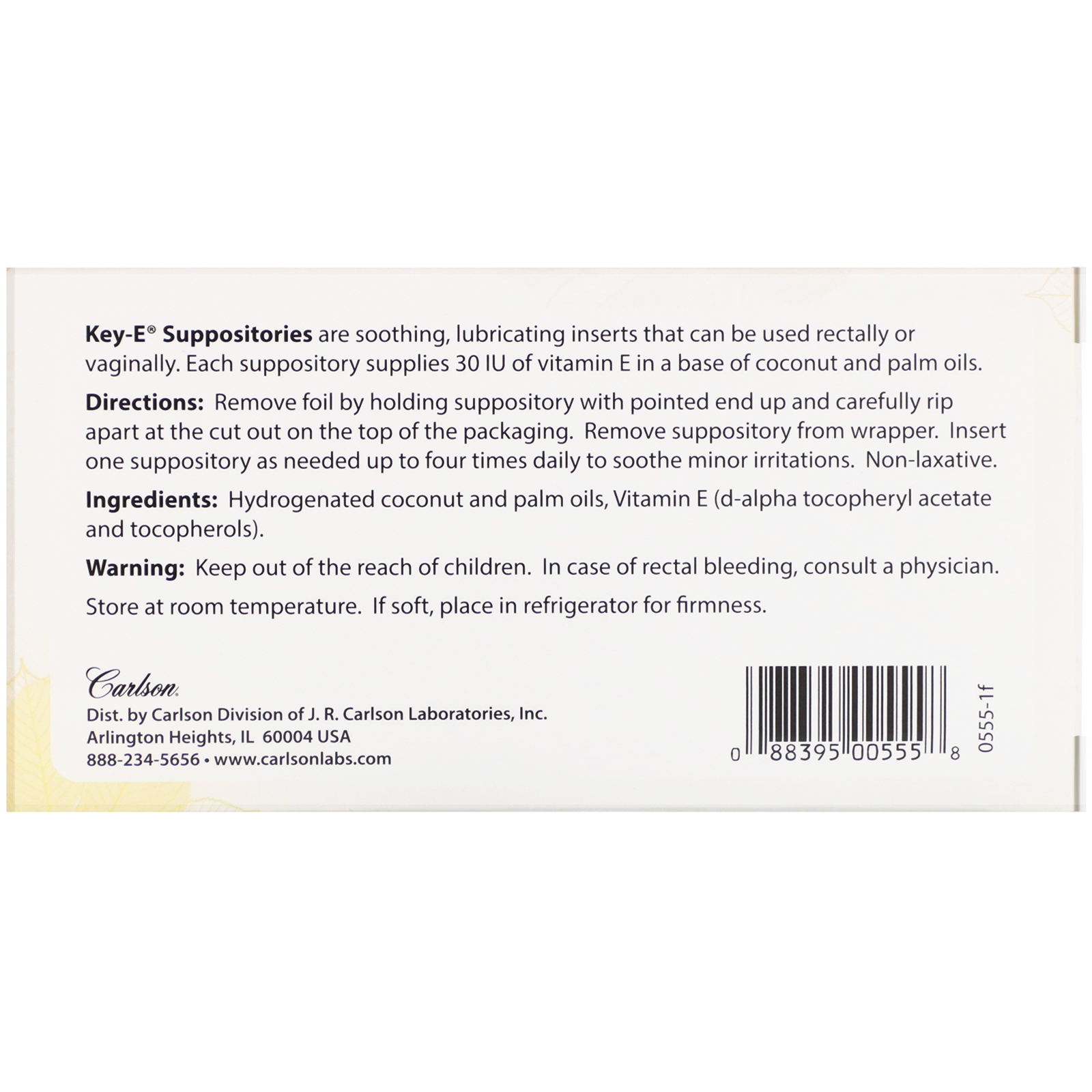 Comprar Carlson Labs, Key-E Suppositories, 12 Inserts - Imagem 2