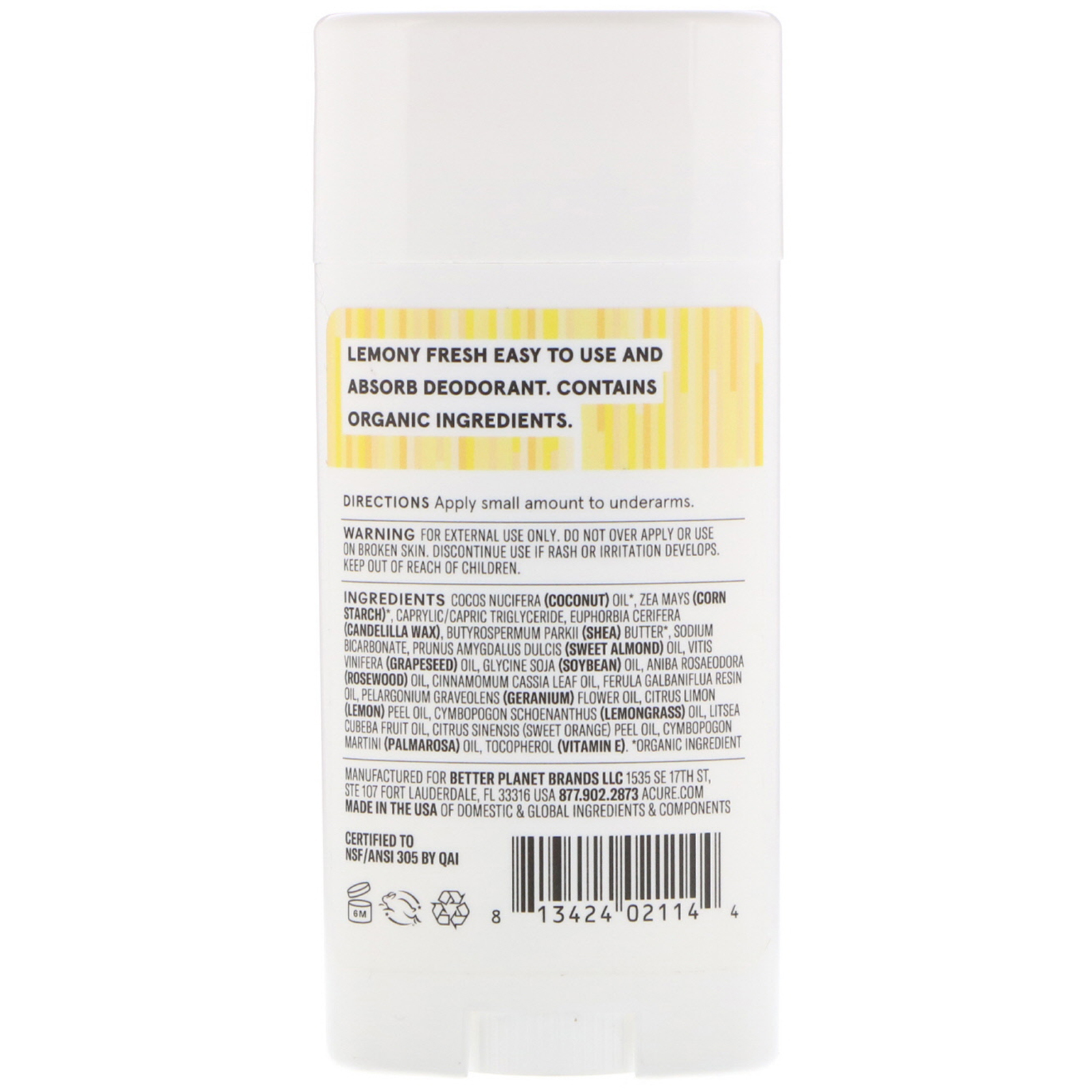 Comprar Acure, Desodorante, Limão Verbena, 63,78 g (2,25 oz) - Imagem 2