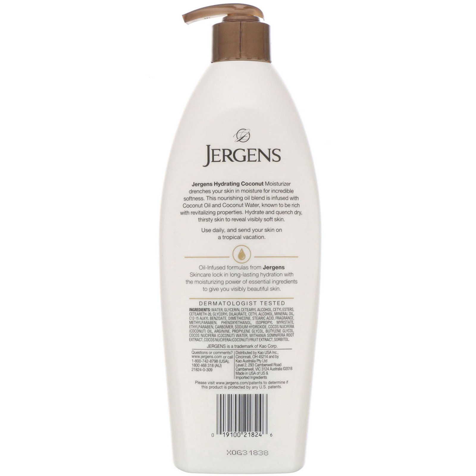 Comprar Jergens, Hidrante de coco, com infusão de óleo, 496 ml - Imagem 2