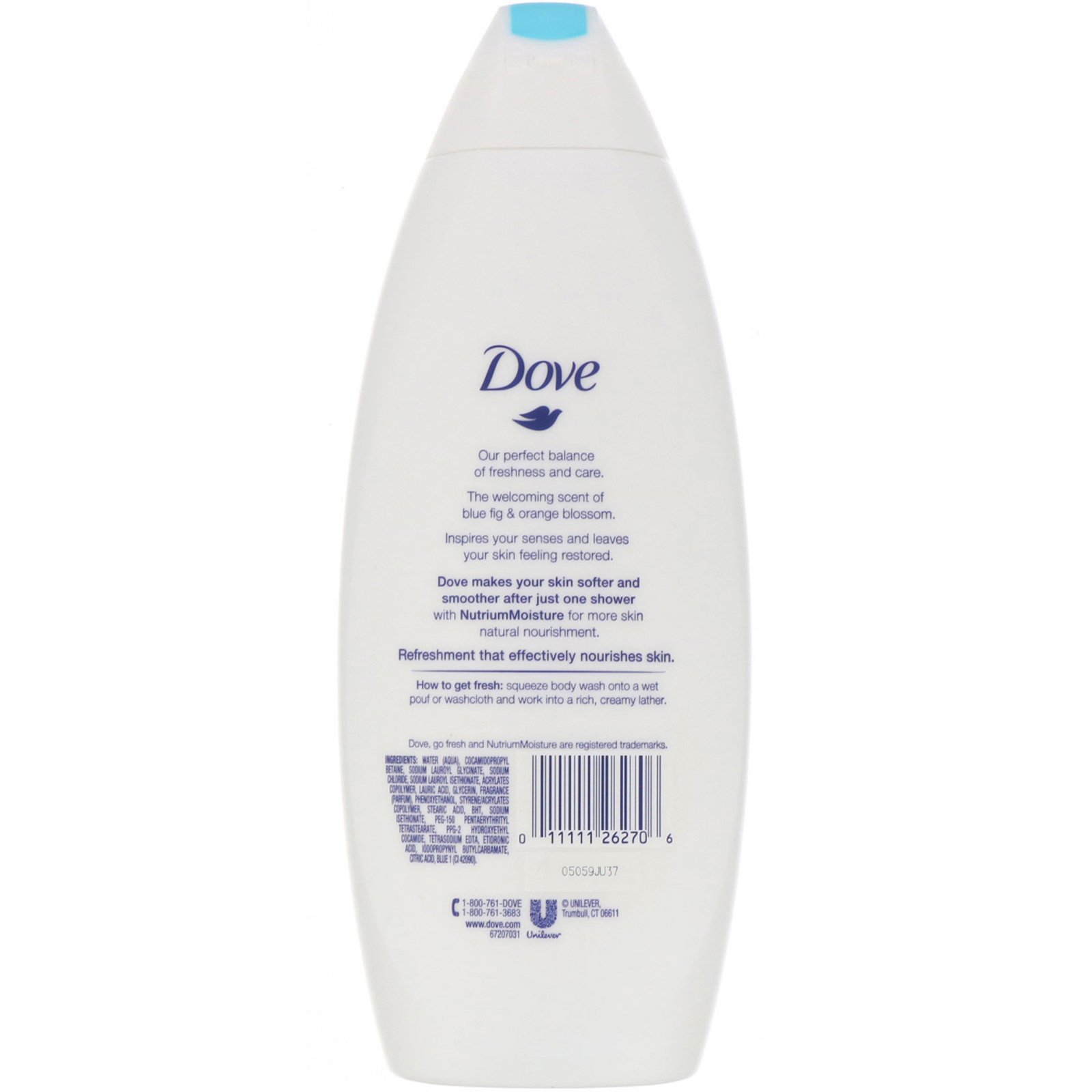 Comprar Dove, Go Fresh, Gel de banho, Figo azul e flor de laranjeira, 650 ml - Imagem 2