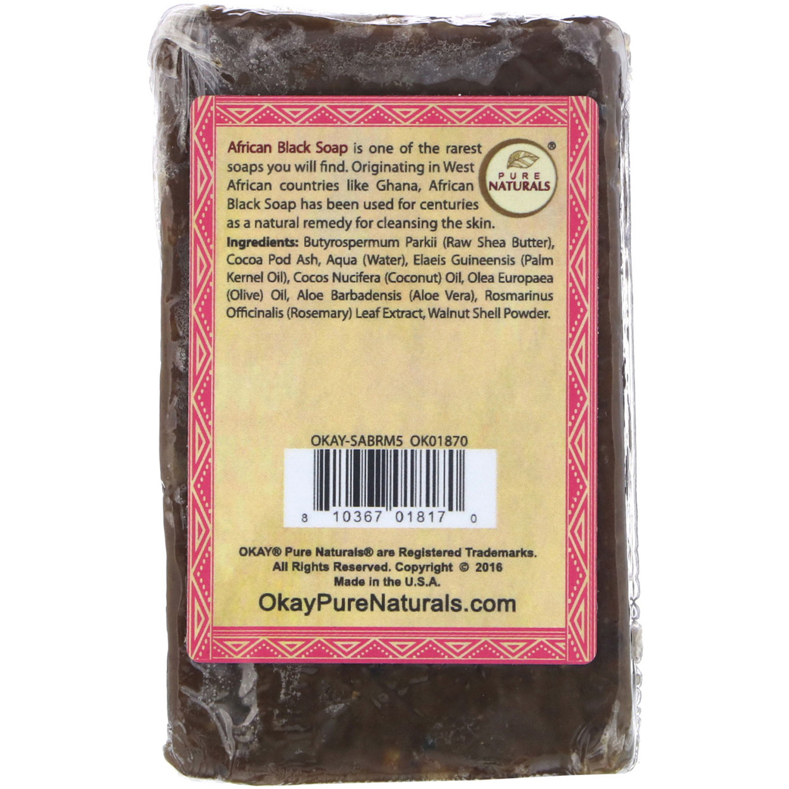 Comprar Okay Pure Naturals, African Black Soap, Rosemary, 5.5 oz (156 g) - Imagem 2