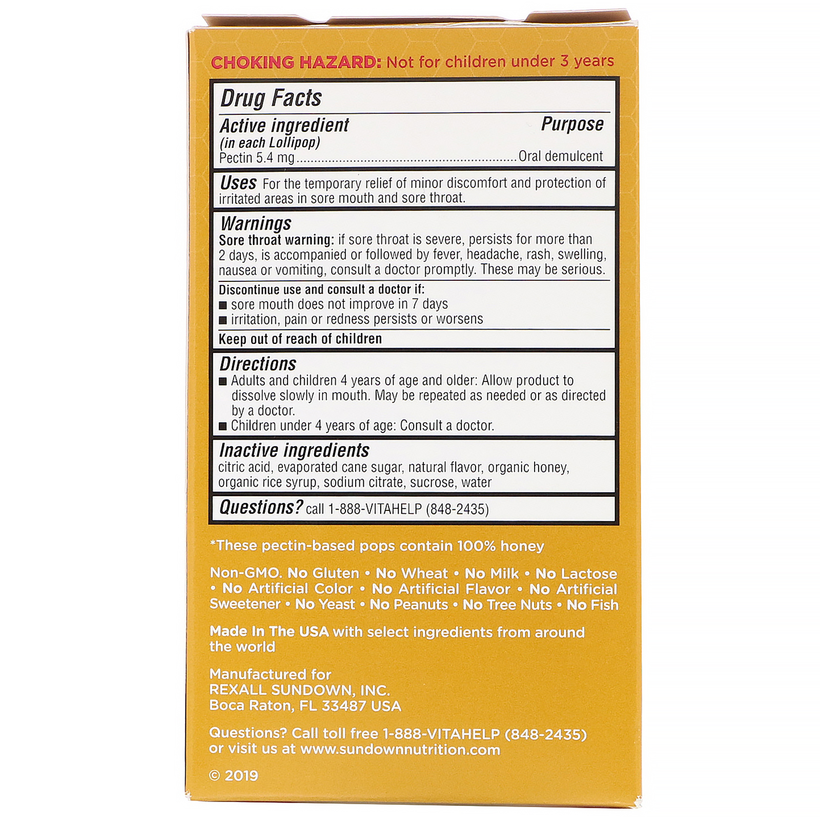 Comprar Sundown Naturals Kids, Honey Soothers, Sore Throat Lollipops, Buzzin' Berry, 10 Pectin Pops - Imagem 2