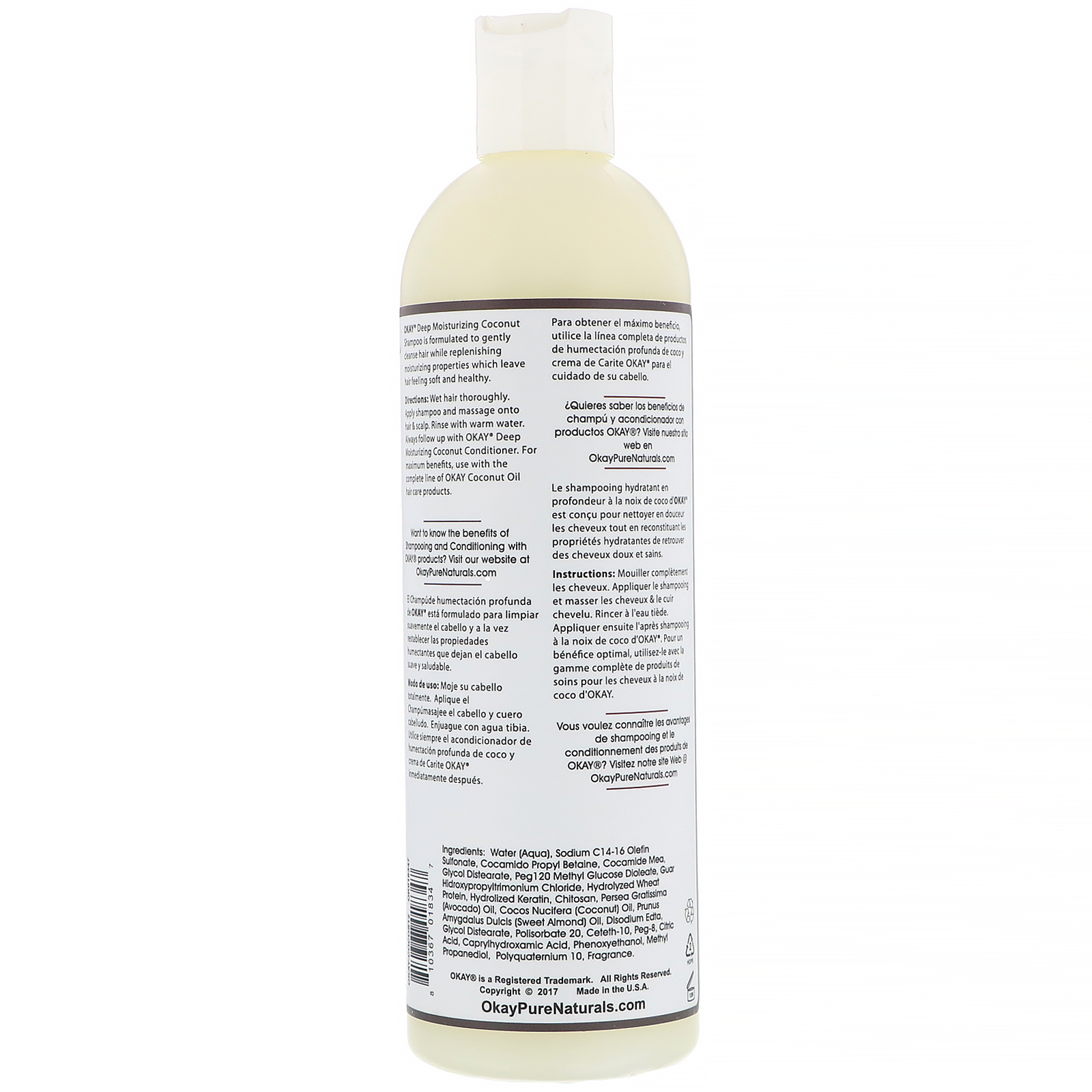 Comprar Okay Pure Naturals, Deep Moisturizing Shampoo, Coconut, 12 fl oz (355 ml) - Imagem 2