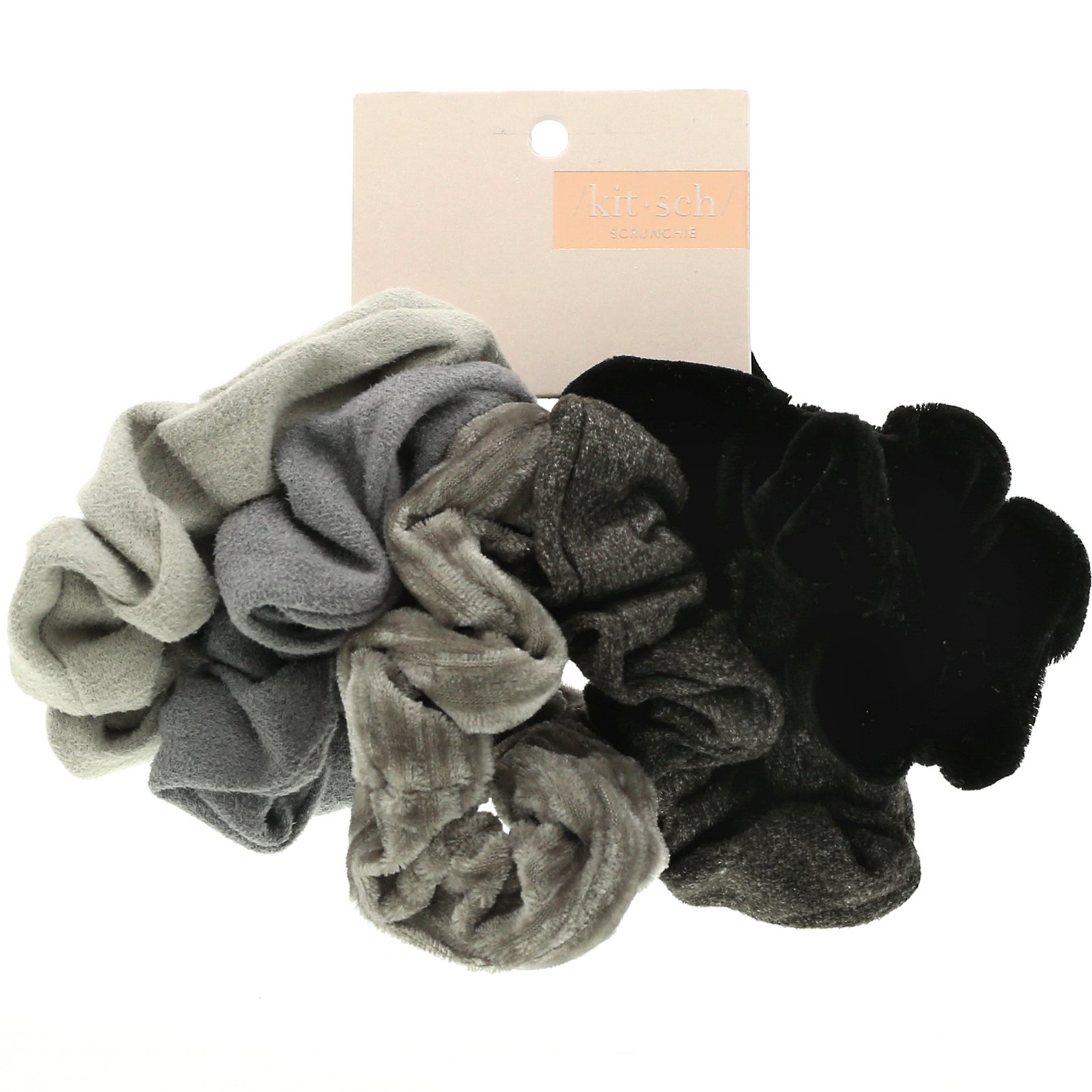 Comprar Kitsch, Presilhas Elásticas de Veludo, Preto/Cinza, Pacote com 5