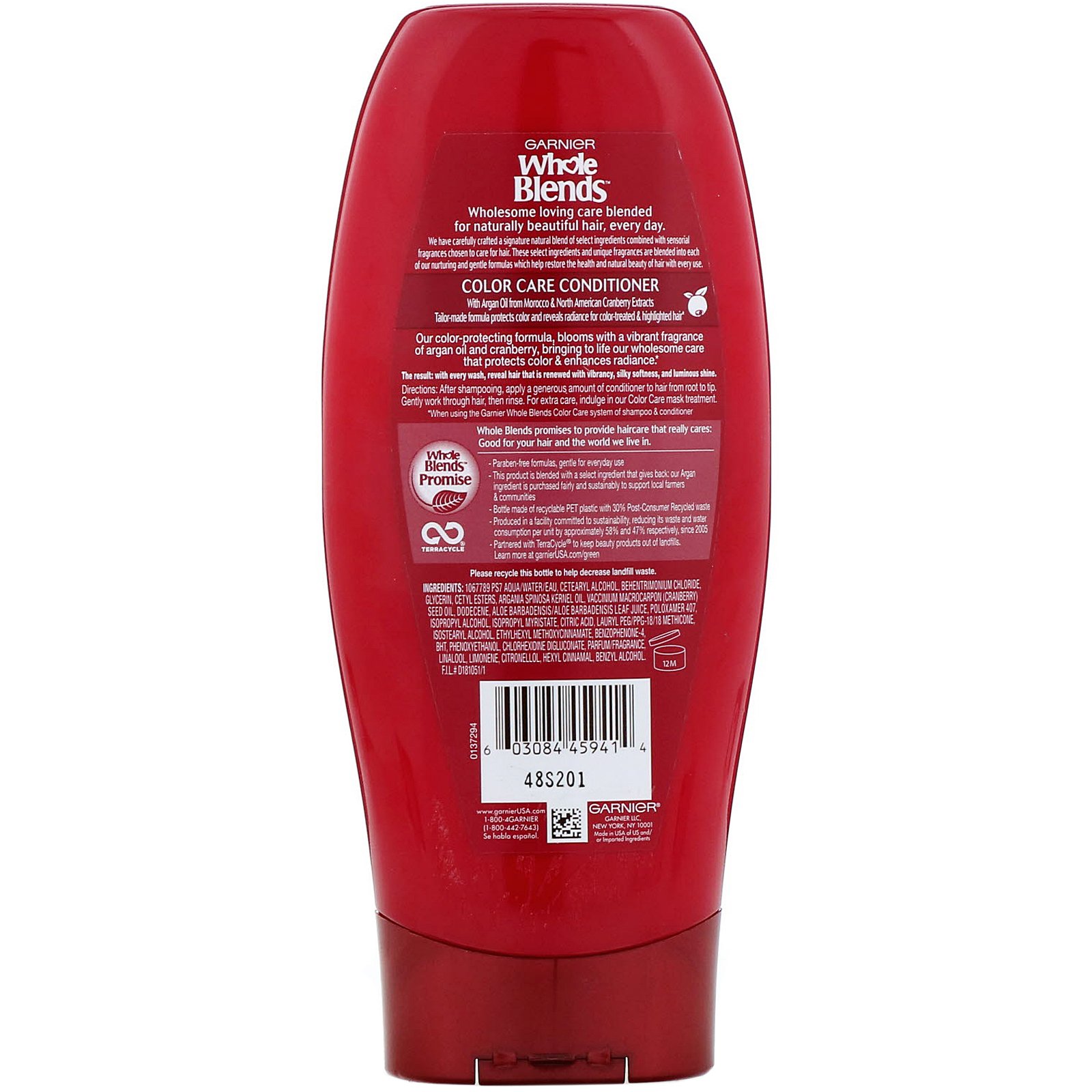 Comprar Garnier, Whole Blends, condicionador para cabelos tingidos com óleo de argan e oxicoco, 370 ml - Imagem 2