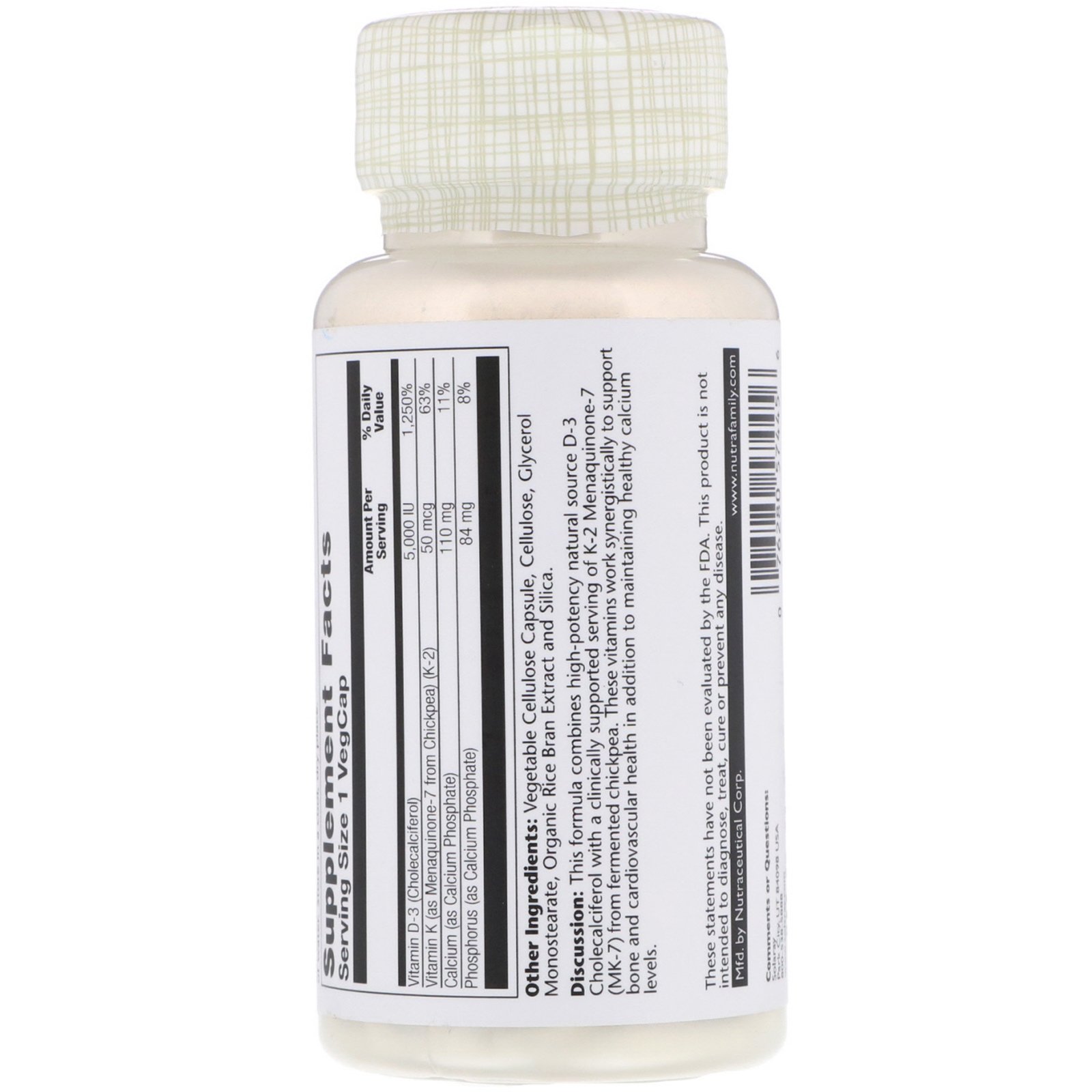 Comprar Solaray, Vitamina D-3 + K-2 sem Soja, 120 Cápsulas Vegetais - Imagem 2