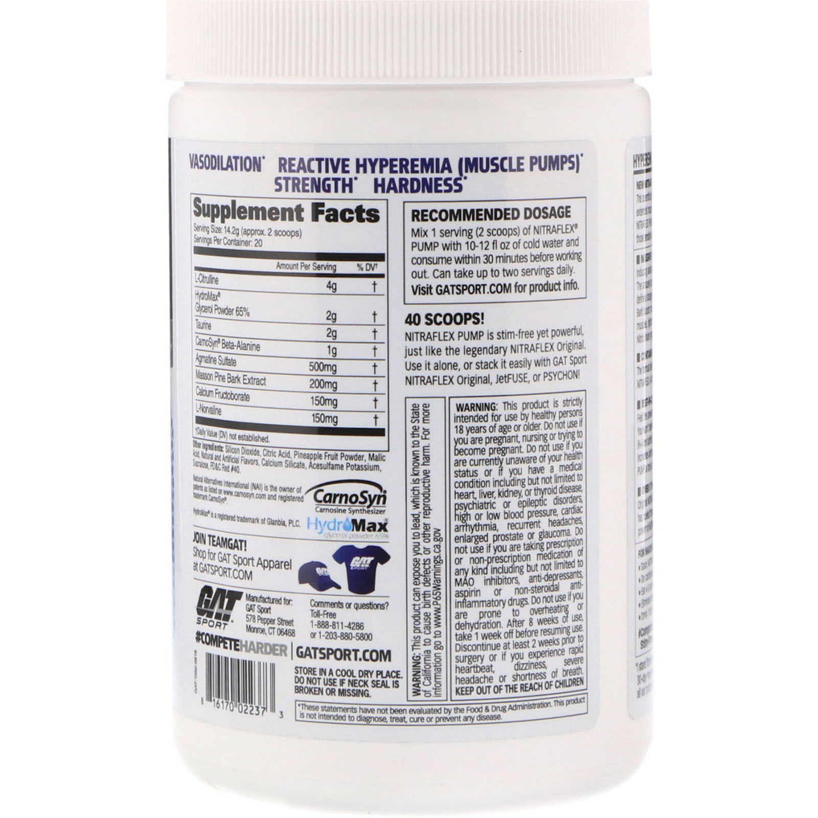 Comprar GAT, Nitraflex Pump, Ponche de Frutas, 10 oz (284 g) - Imagem 2