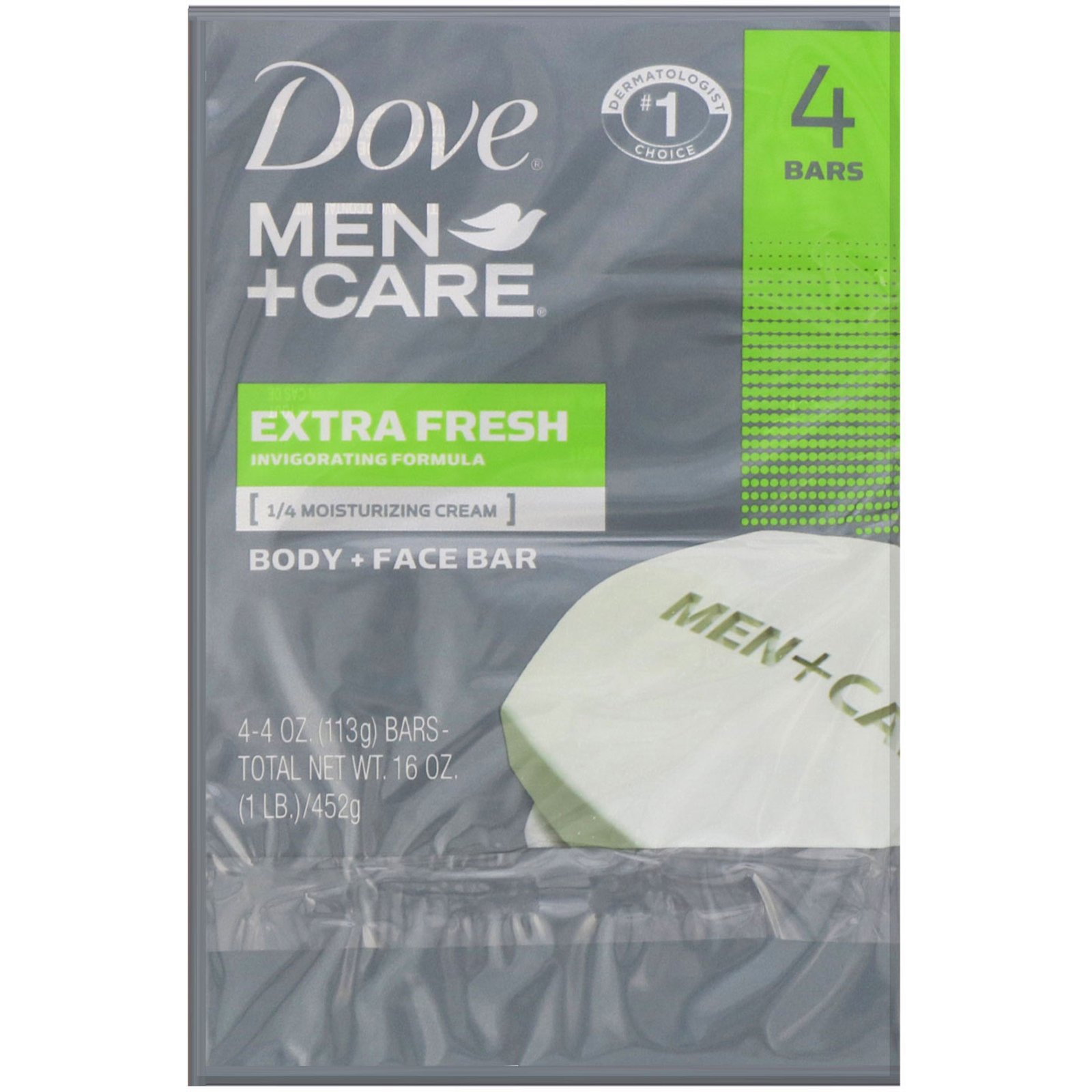 Comprar Dove, Men+Care, Sabonete em Barra Para o Corpo + Rosto, Extra Fresh, 4 barras, 113 g (4 oz) cada