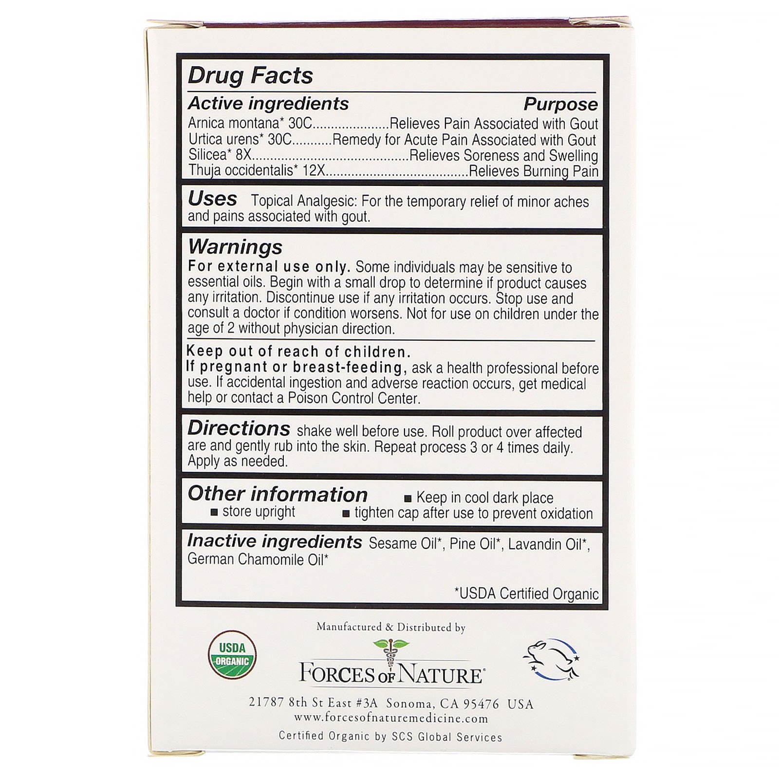 Comprar Forces of Nature, Roll-on para Controle das Dores de Gota, 4 ml (0,14 oz) - Imagem 2