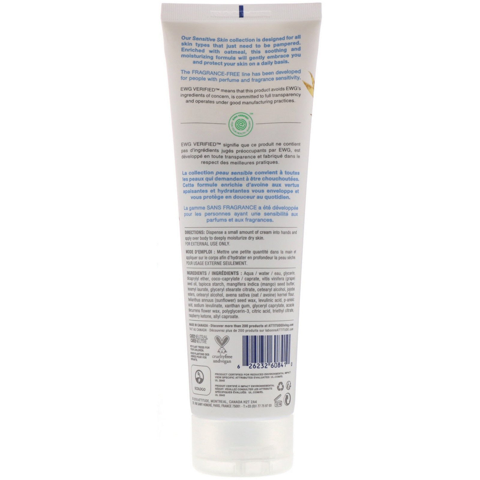 Comprar ATTITUDE, Natural Body Cream, Extra Gentle, Fragrance-Free, 8 fl oz (240 ml) - Imagem 2