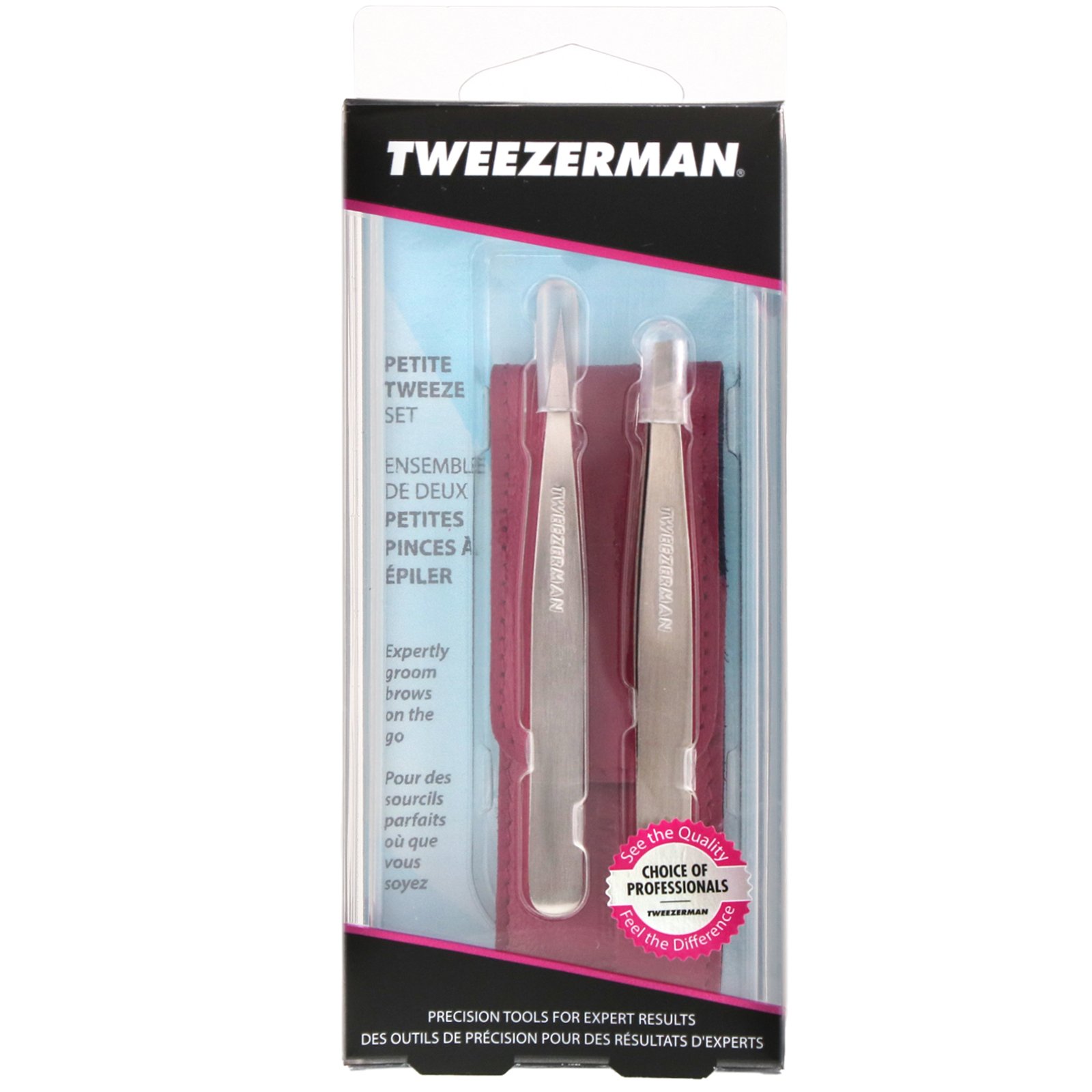 Comprar Tweezerman, Conjunto de Pinças Petite com Estojo de Couro Rosa, 1 Conjunto - Imagem 2
