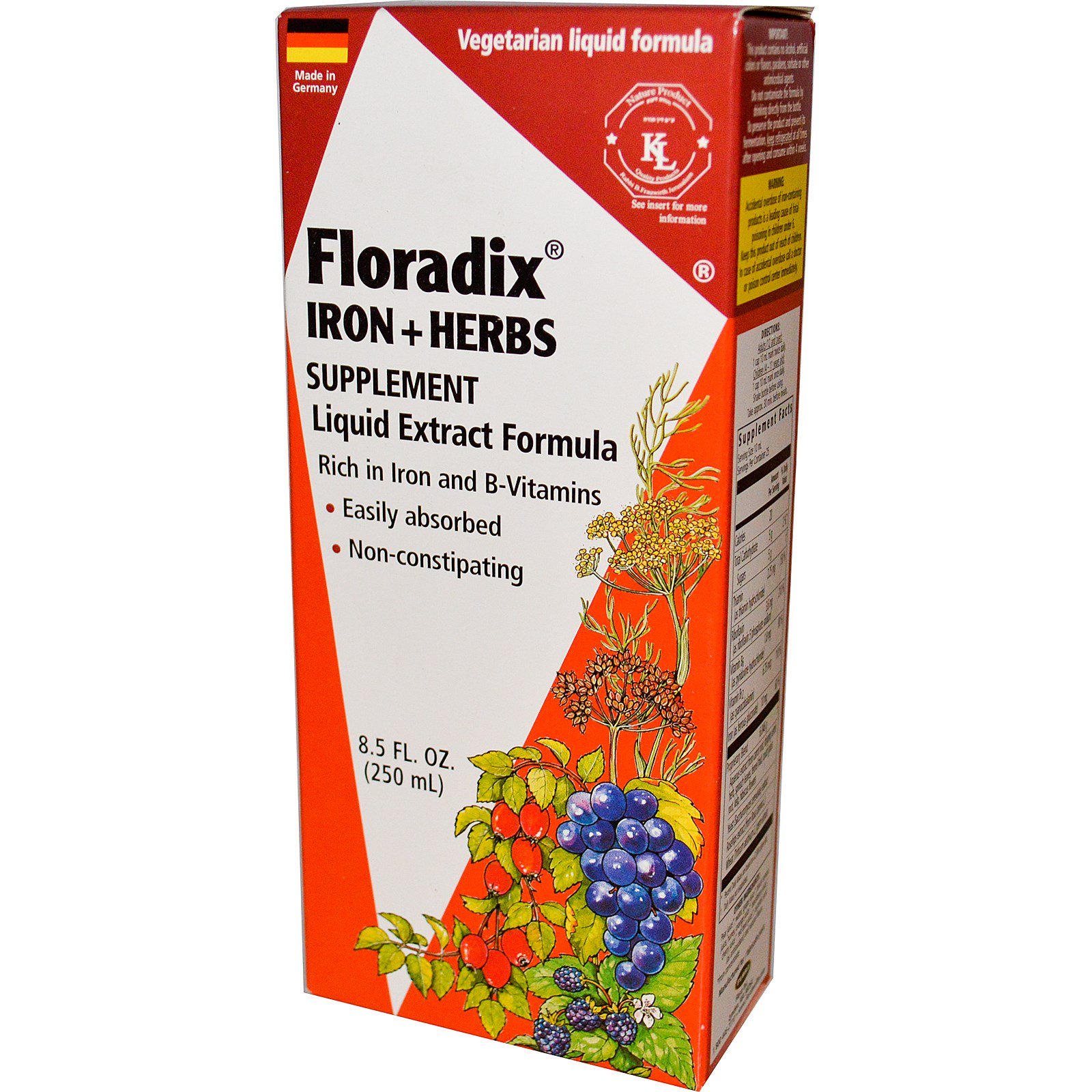 Comprar Flora, Floradix, Suplemento para Ferro + Ervas, Fórmula para Extrato Líquido, 250 ml (8,5 fl oz)