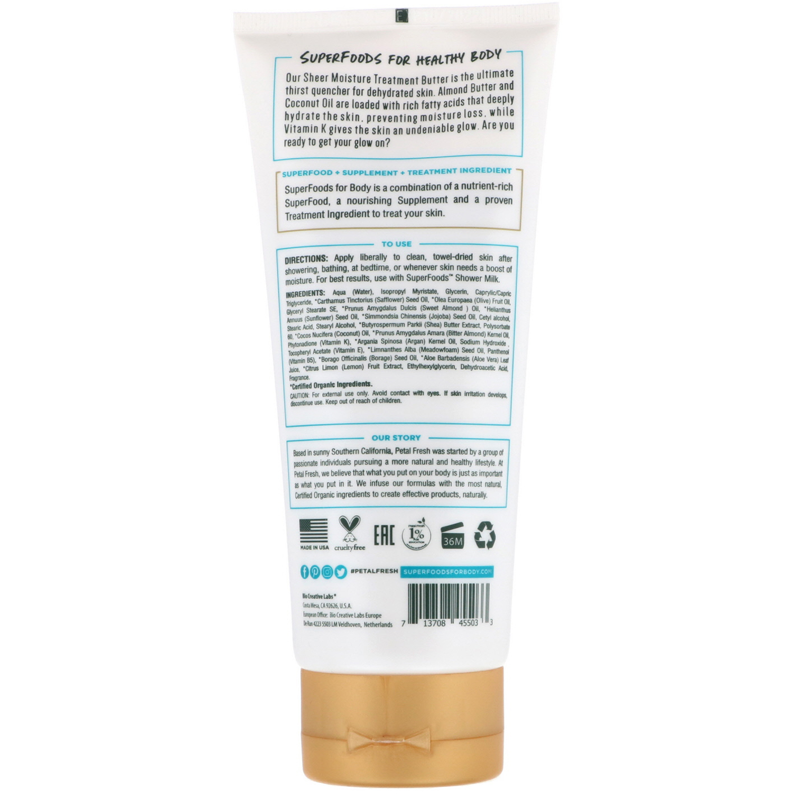 Comprar Petal Fresh, Pure, SuperFoods For Body, Sheer Moisture Moisturizing Treatment Butter, Almond Butter, Vitamin K & Coconut Oil, 7 fl oz (200 ml) - Imagem 2