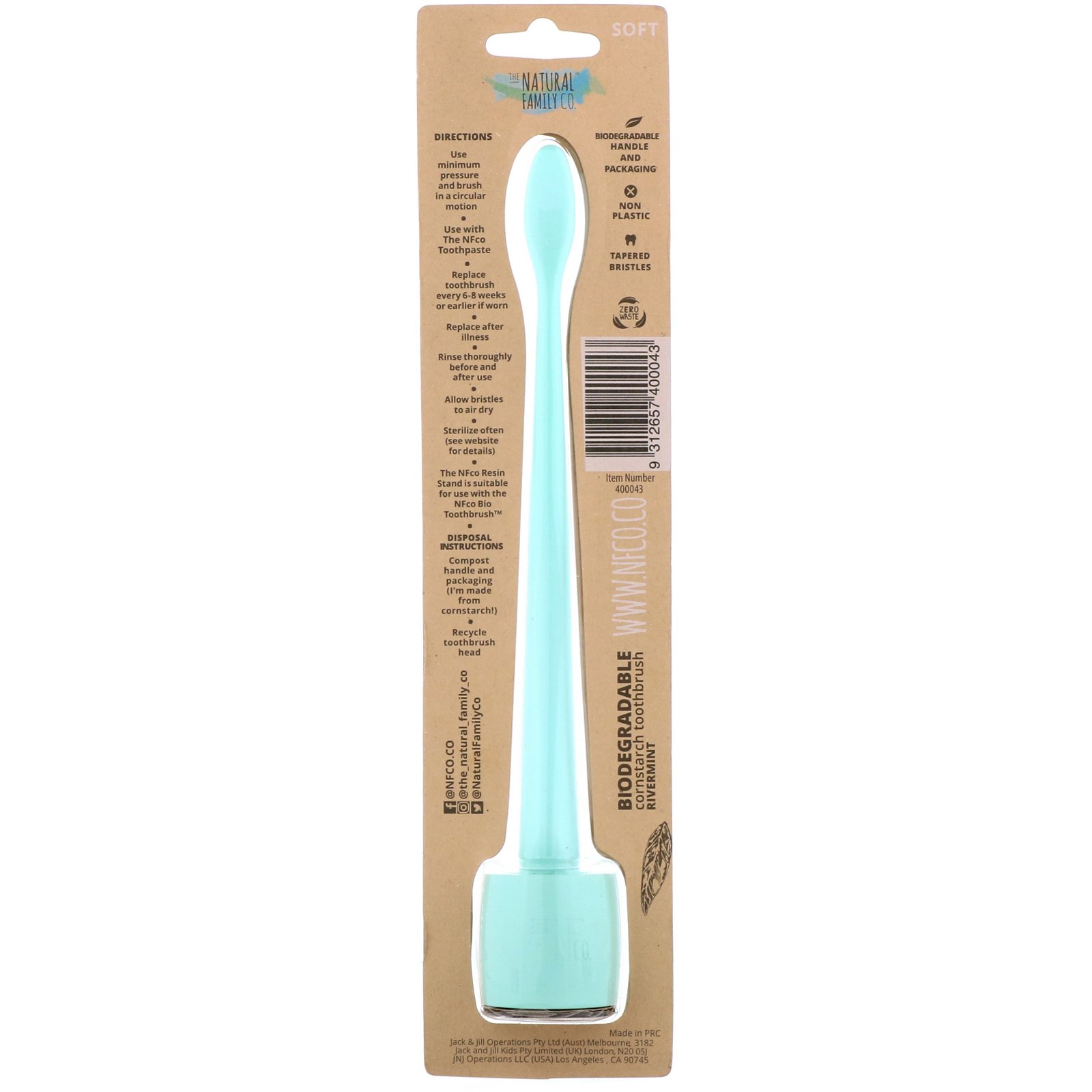 Comprar The Natural Family Co., Biodegradable Cornstarch Toothbrush, Rivermint, Soft, 1 Toothbrush & Stand - Imagem 2