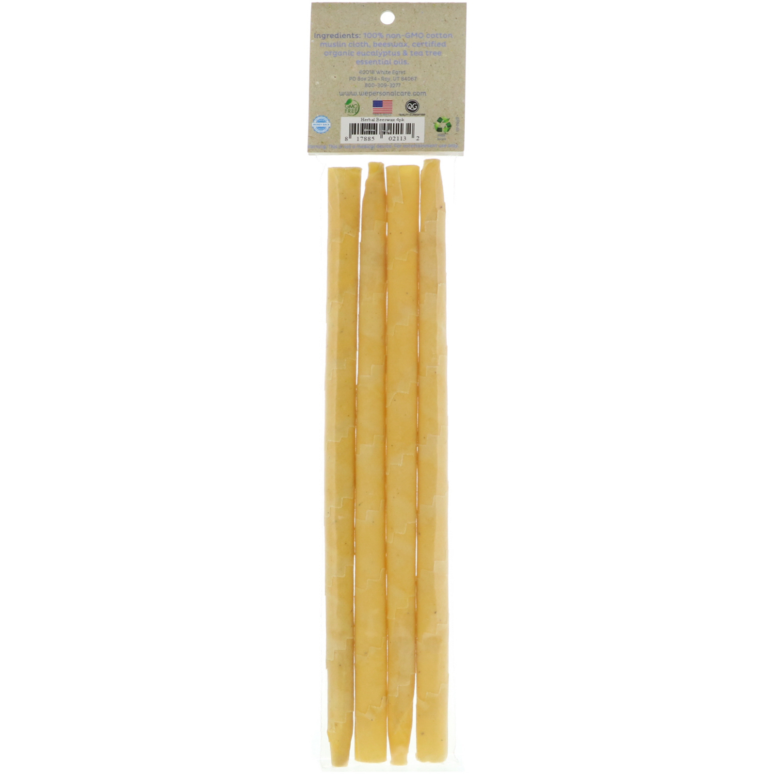 Comprar White Egret Personal Care, Herbal Beeswax Therapeutic Candles, 4 Pack - Imagem 2