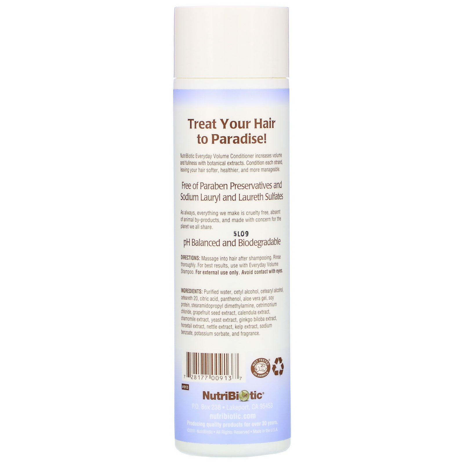 Comprar NutriBiotic, Everyday Volume Conditioner, Paradise Rain, 10 fl oz (296 ml) - Imagem 2