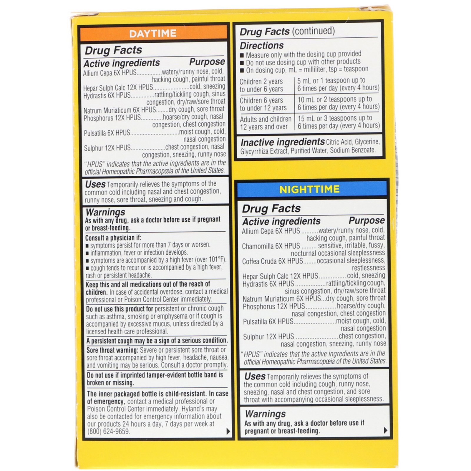 Comprar Hyland's, 4 Kids, Cold 'n Cough, Day & Night Value Pack, Age 2-12, 4 fl oz (118 ml) Each - Imagem 3
