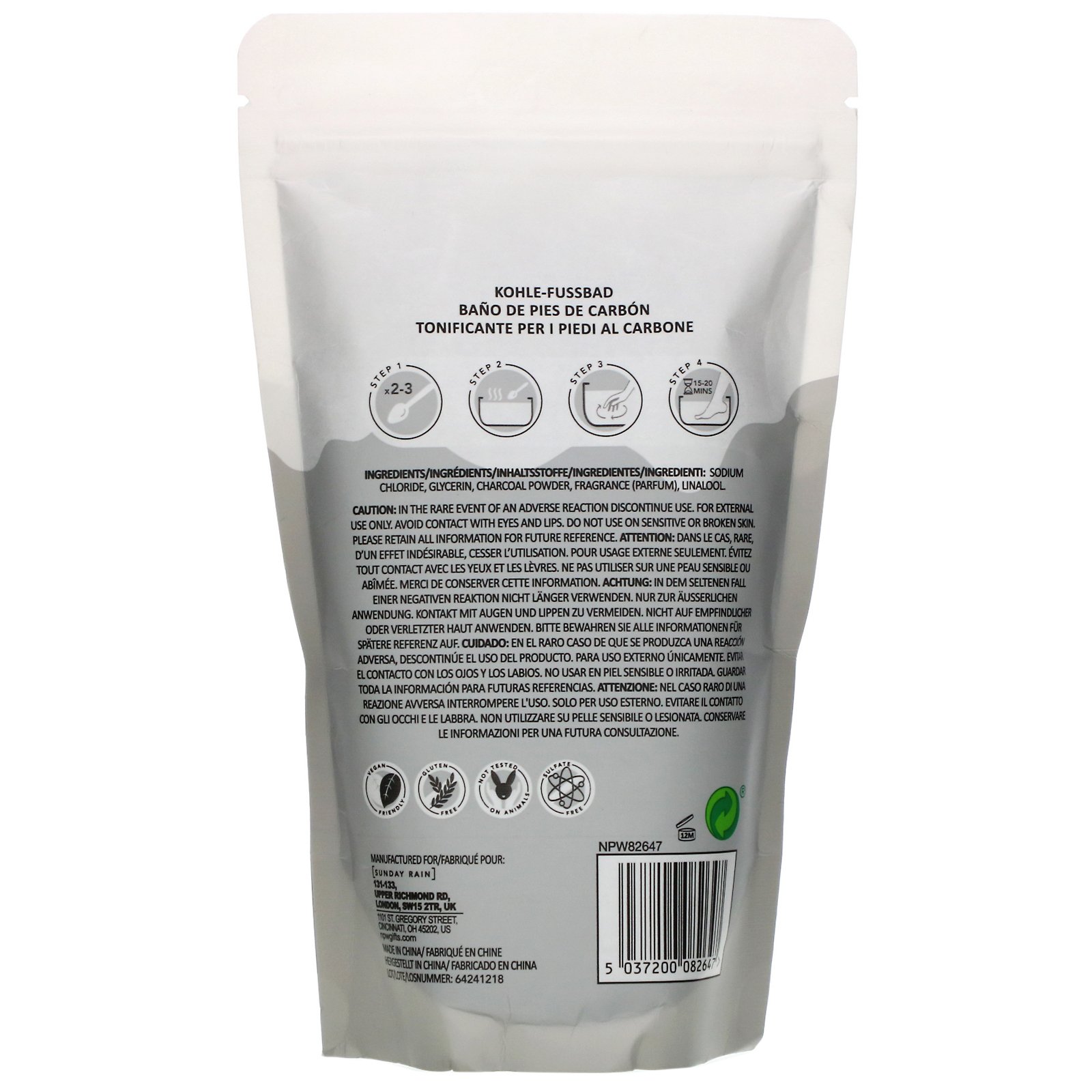 Comprar Sunday Rain, Pure Relaxation, Foot Soak, Bamboo + Charcoal, 13.9 oz (400 g) - Imagem 2