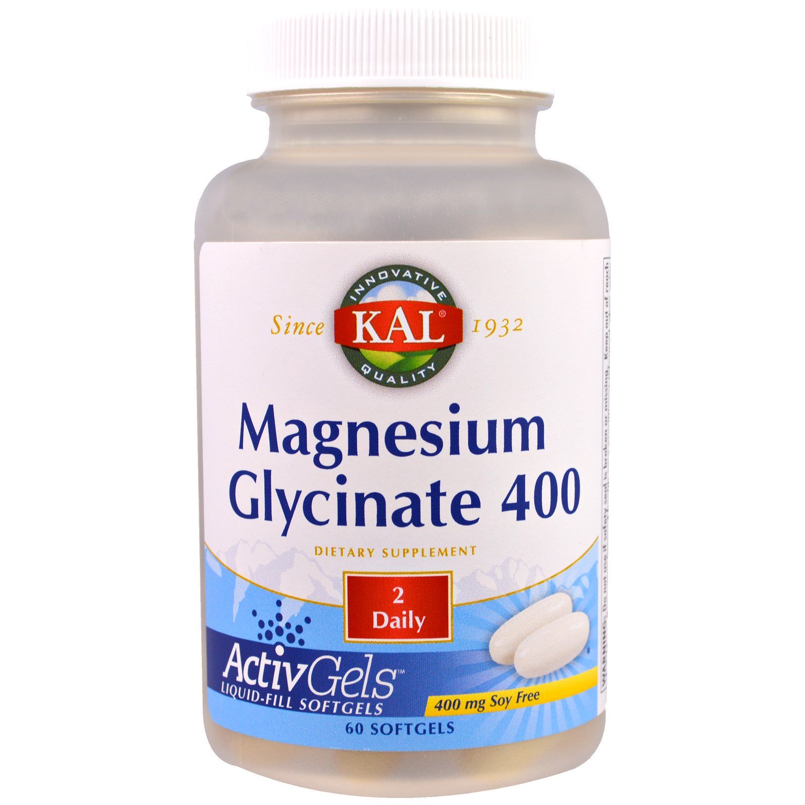 Comprar KAL, Glicinato de Magnésio 400, Sem Soja, 400mg, 60 cápsulas